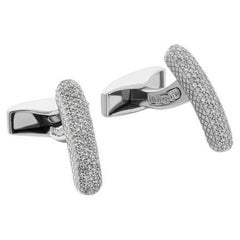 Baton Cufflinks with 198 White Diamonds in Sterling Silver