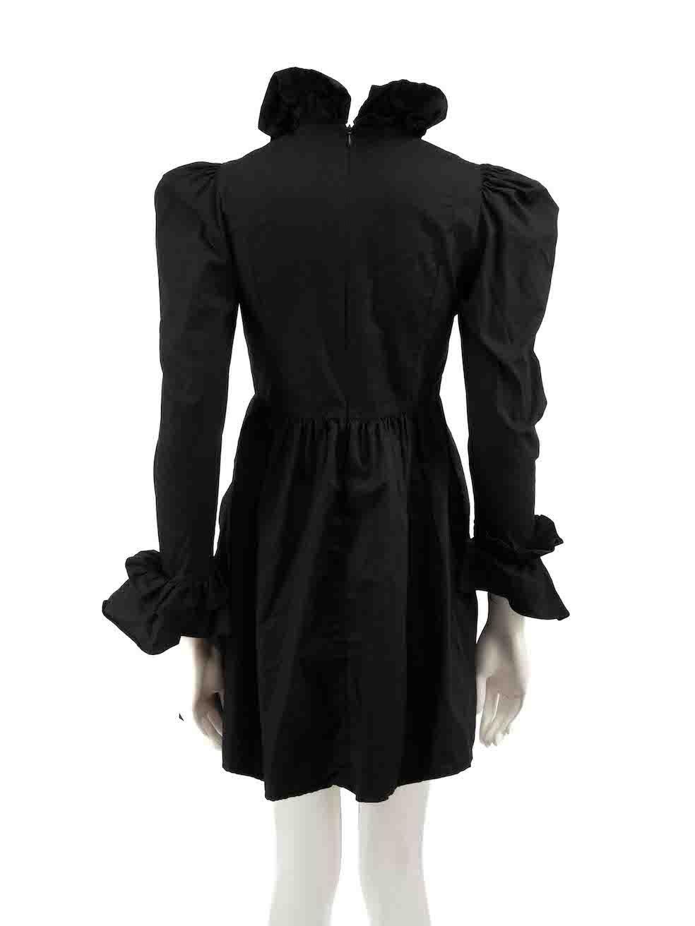 Batsheva Black Collar Ruffle Accent Mini Dress Size XS In Good Condition For Sale In London, GB