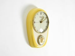 Battery-operated Mid-Century wall clock by Mauthe with a glazed ceramic case