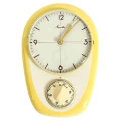 Battery-operated Mid-Century wall clock by Mauthe with a glazed ceramic case