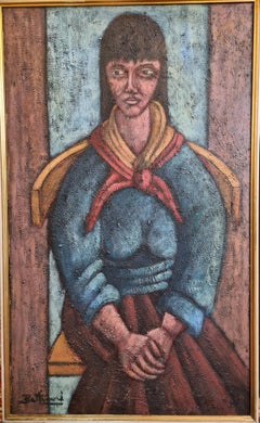 Woman Seated in a Klismos Chair. Italian School, Transavantgarde Oil on Canvas.