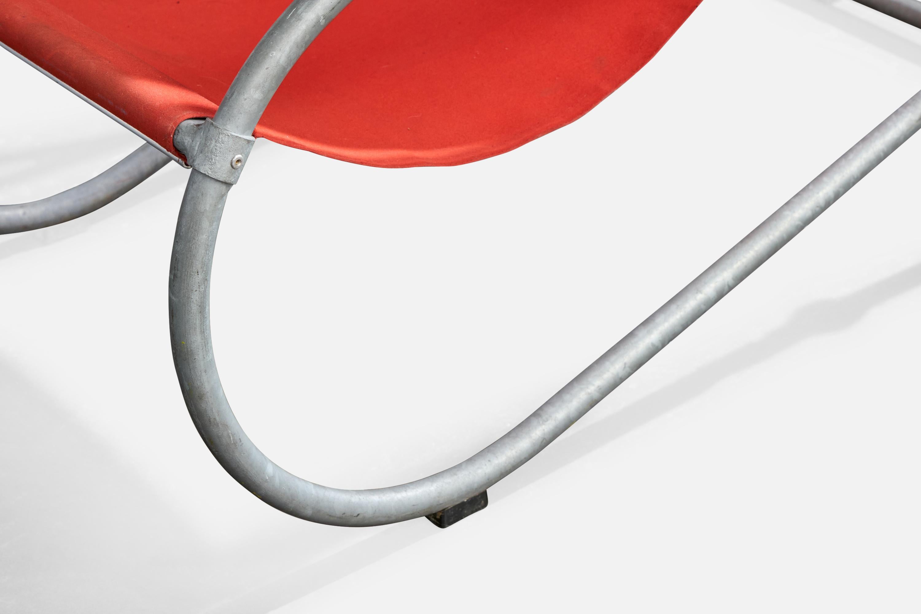 Battista und Gino Giudici, Loungesessel, Stahl, Segeltuch, Schweiz, 1945 (Moderne der Mitte des Jahrhunderts) im Angebot