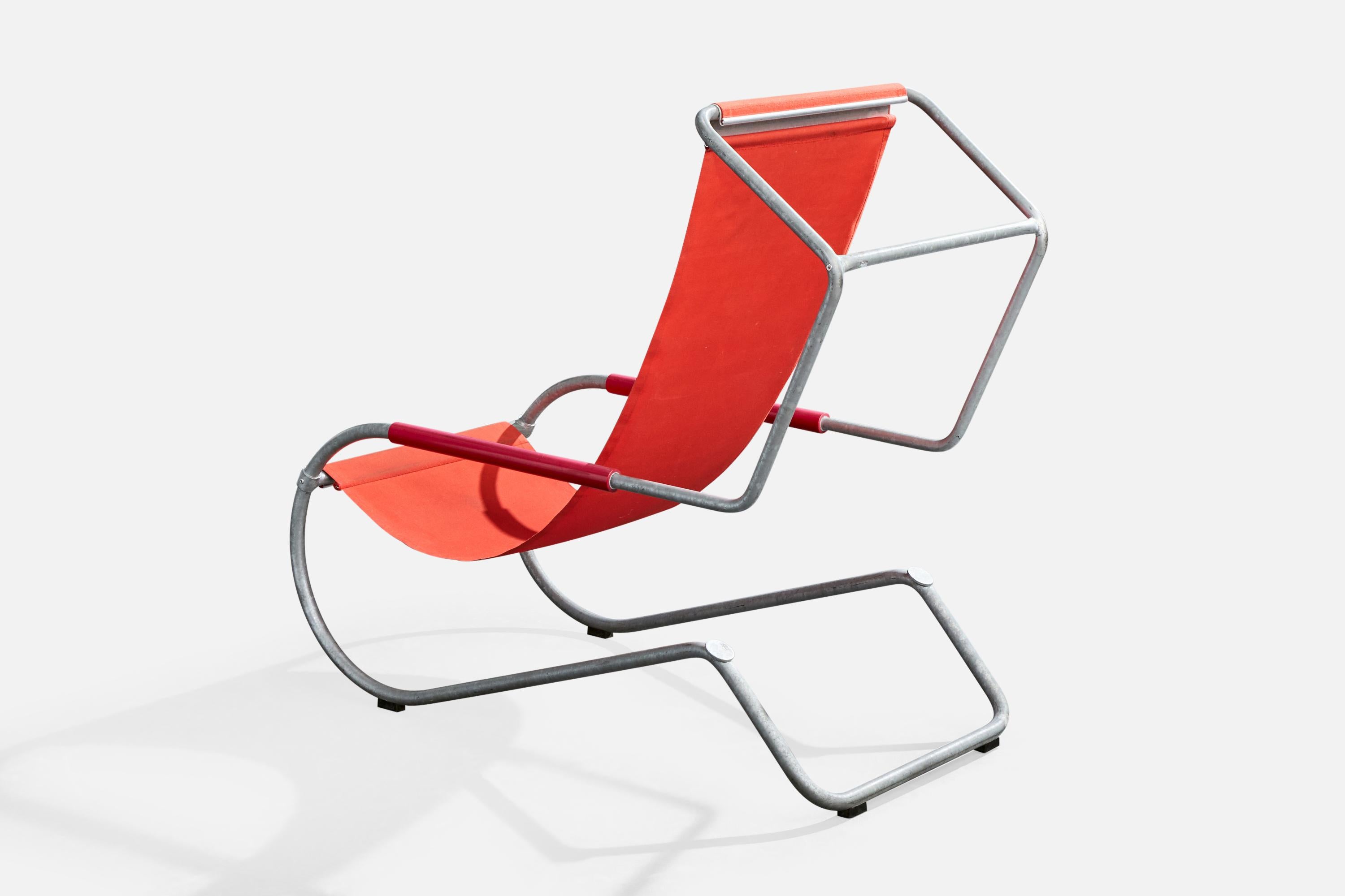 Battista und Gino Giudici, Loungesessel, Stahl, Segeltuch, Schweiz, 1945 im Angebot 2