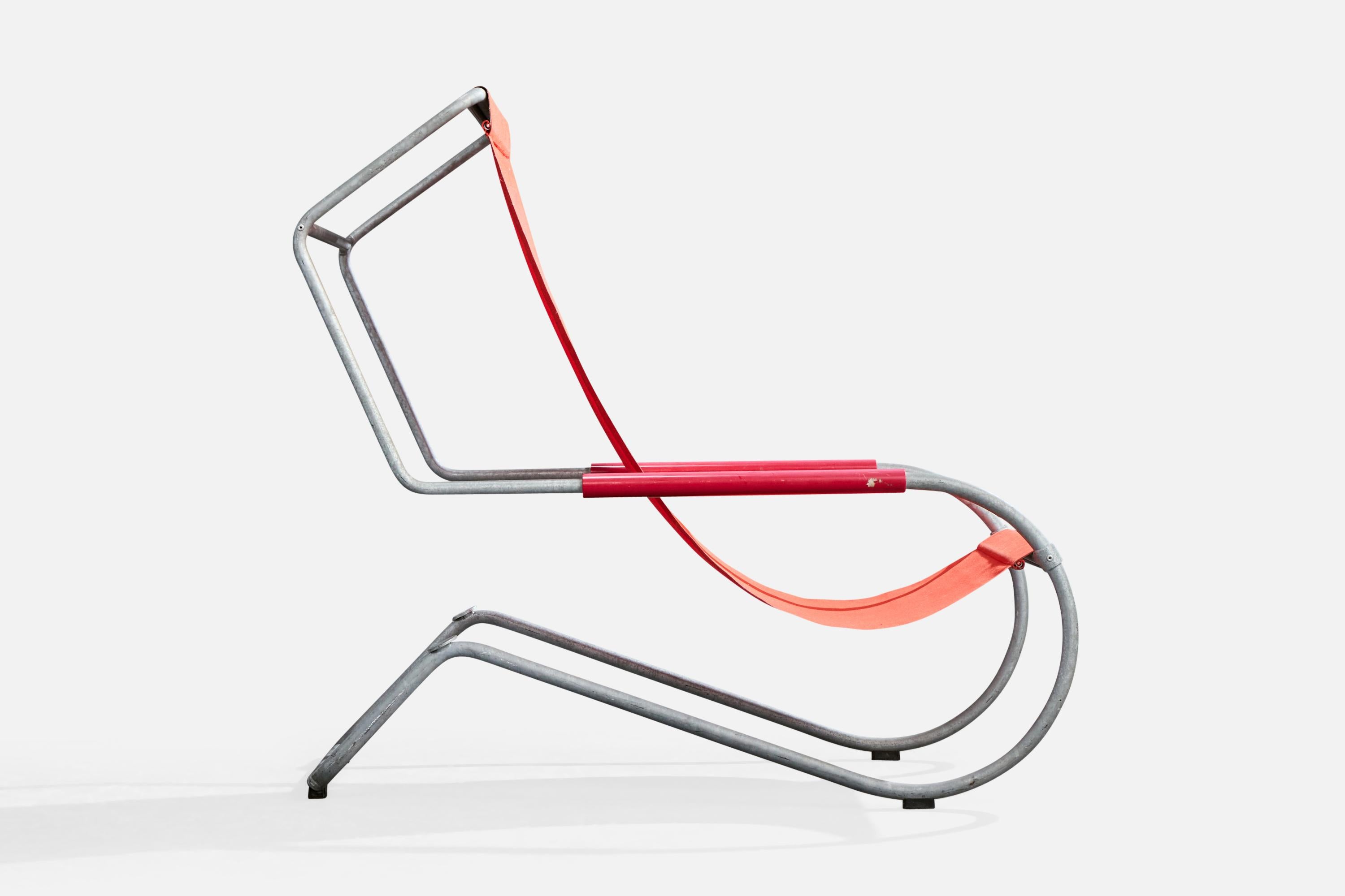 Battista und Gino Giudici, Loungesessel, Stahl, Segeltuch, Schweiz, 1945 im Angebot 3