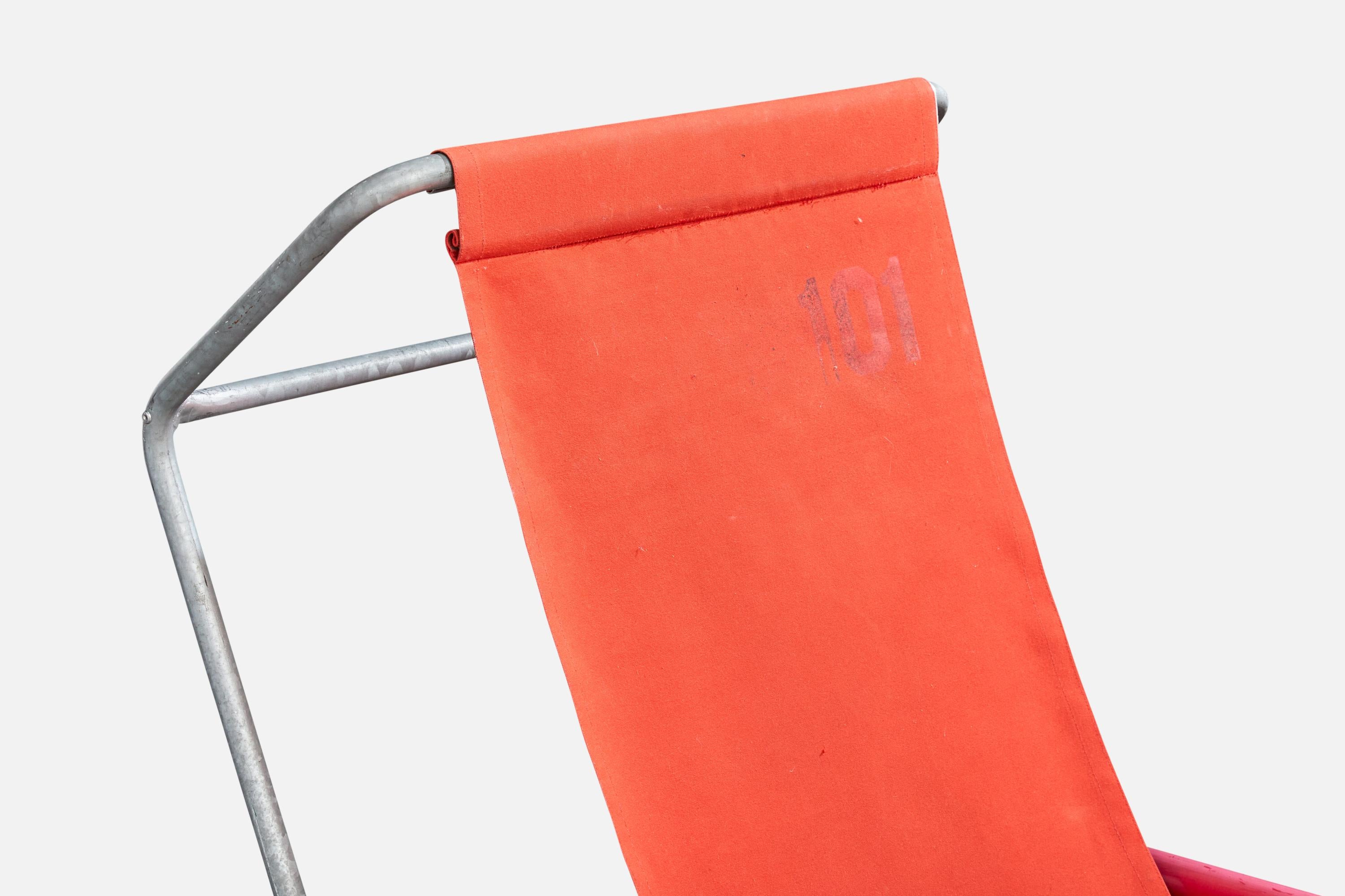 Battista und Gino Giudici, Loungesessel, Stahl, Segeltuch, Schweiz, 1945 im Angebot 4