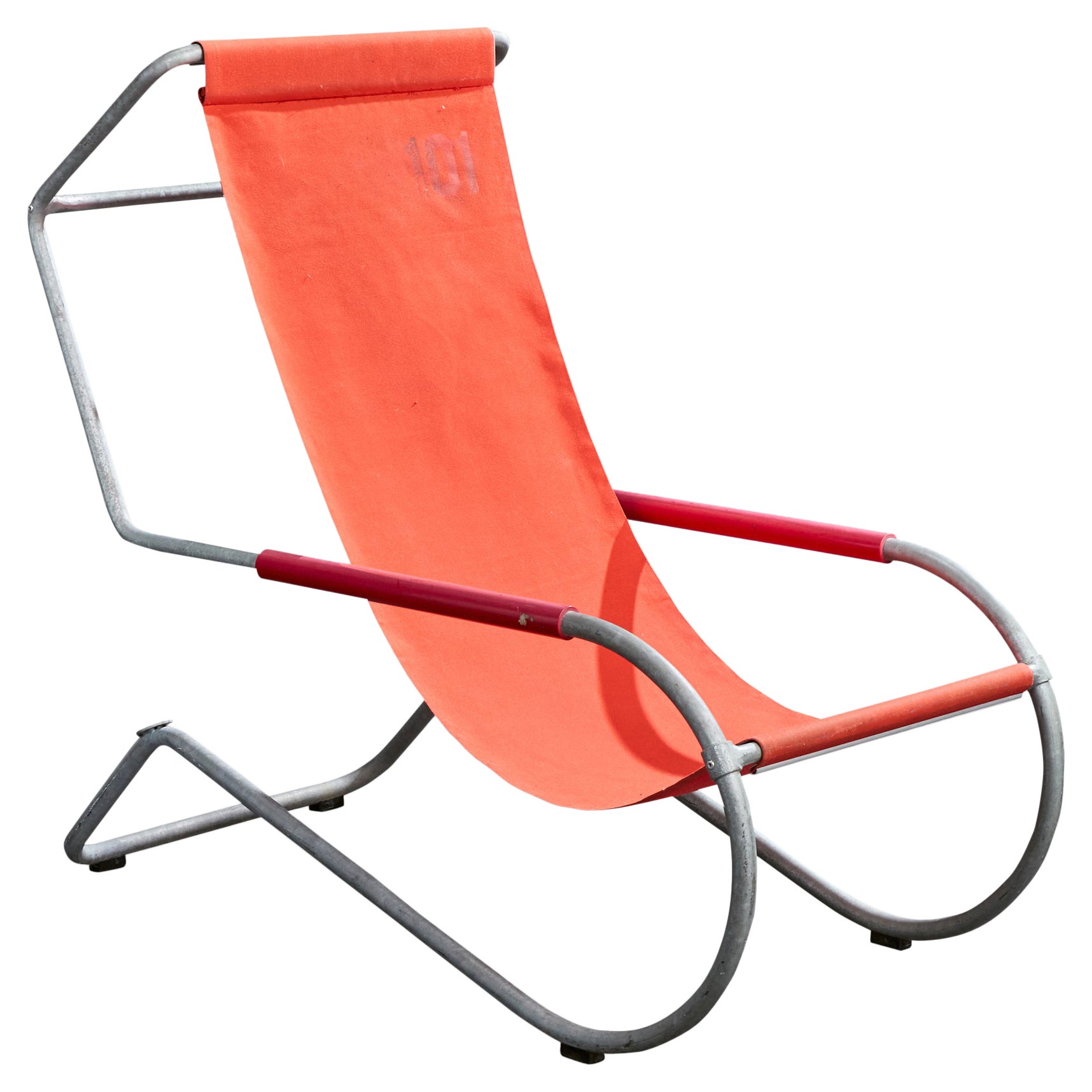 Battista and Gino Giudici, Lounge Chair, Steel, Canvas, Switzerland, 1945