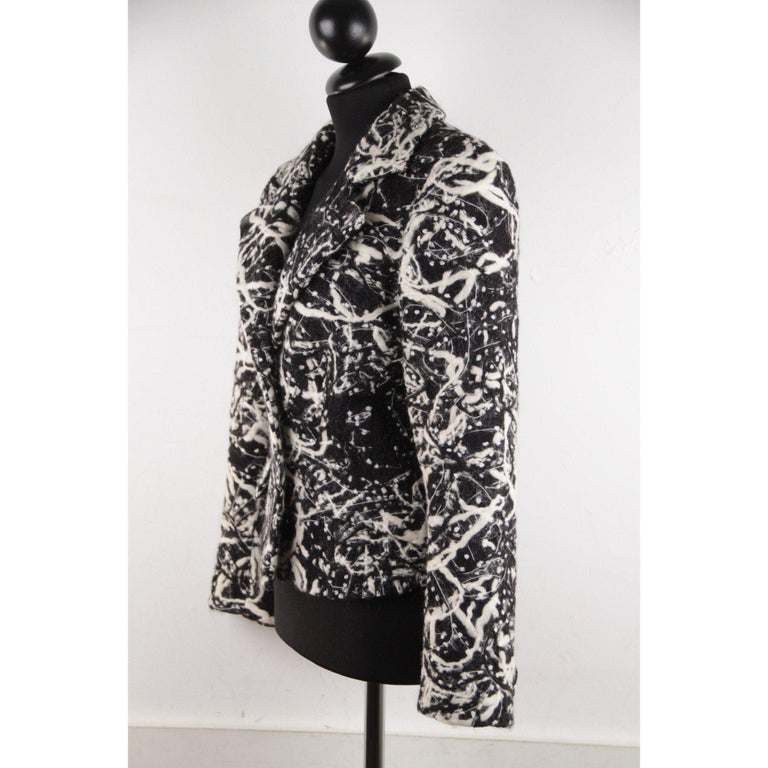 Women's BATTISTONI ROMA Black & White Wool TEXTURED BLAZER Jacket SZ 42 For Sale