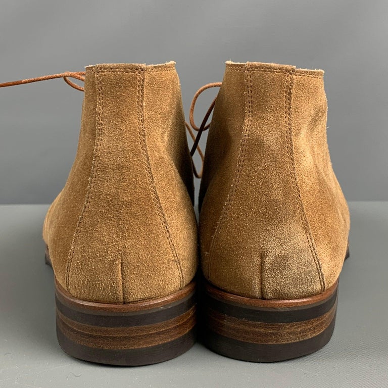 BATTISTONI Size 7 Camel Suede Lace Up Boots For Sale at 1stDibs display picture 2