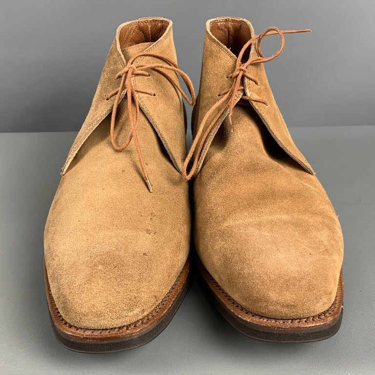 BATTISTONI Size 7 Camel Suede Lace Up Boots For Sale at 1stDibs display picture 3