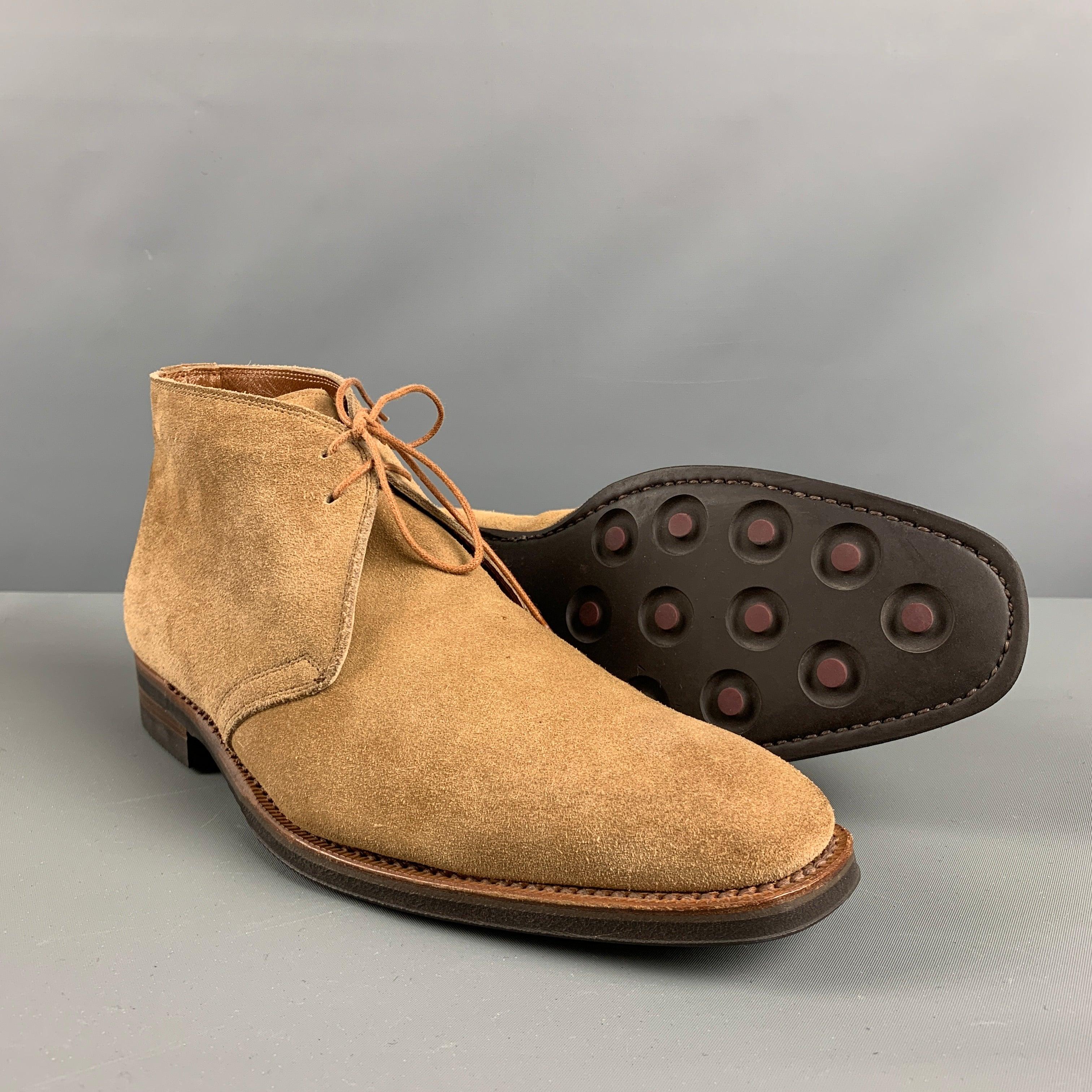 BATTISTONI Size 7 Camel Suede Lace Up Boots For Sale At 1stDibs