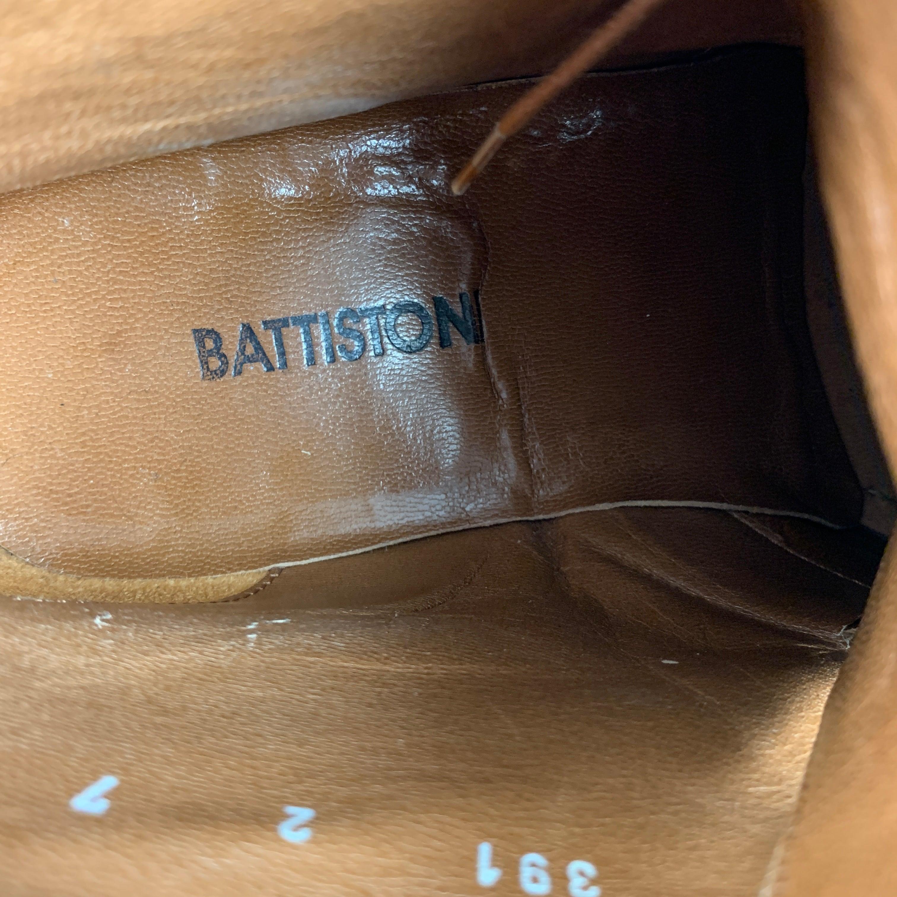 BATTISTONI Size 7 Camel Suede Lace Up Boots For Sale 4