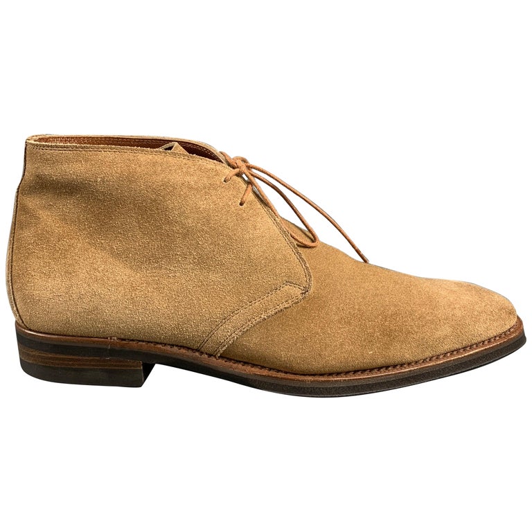 BATTISTONI Size 7 Camel Suede Lace Up Boots For Sale at 1stDibs display picture 1