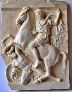 Battle Hight-Relief Carved on Carrara Marble Early 20th Century