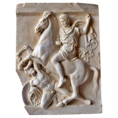 Battle Hight-Relief Carved on Carrara Marble Early 20th Century