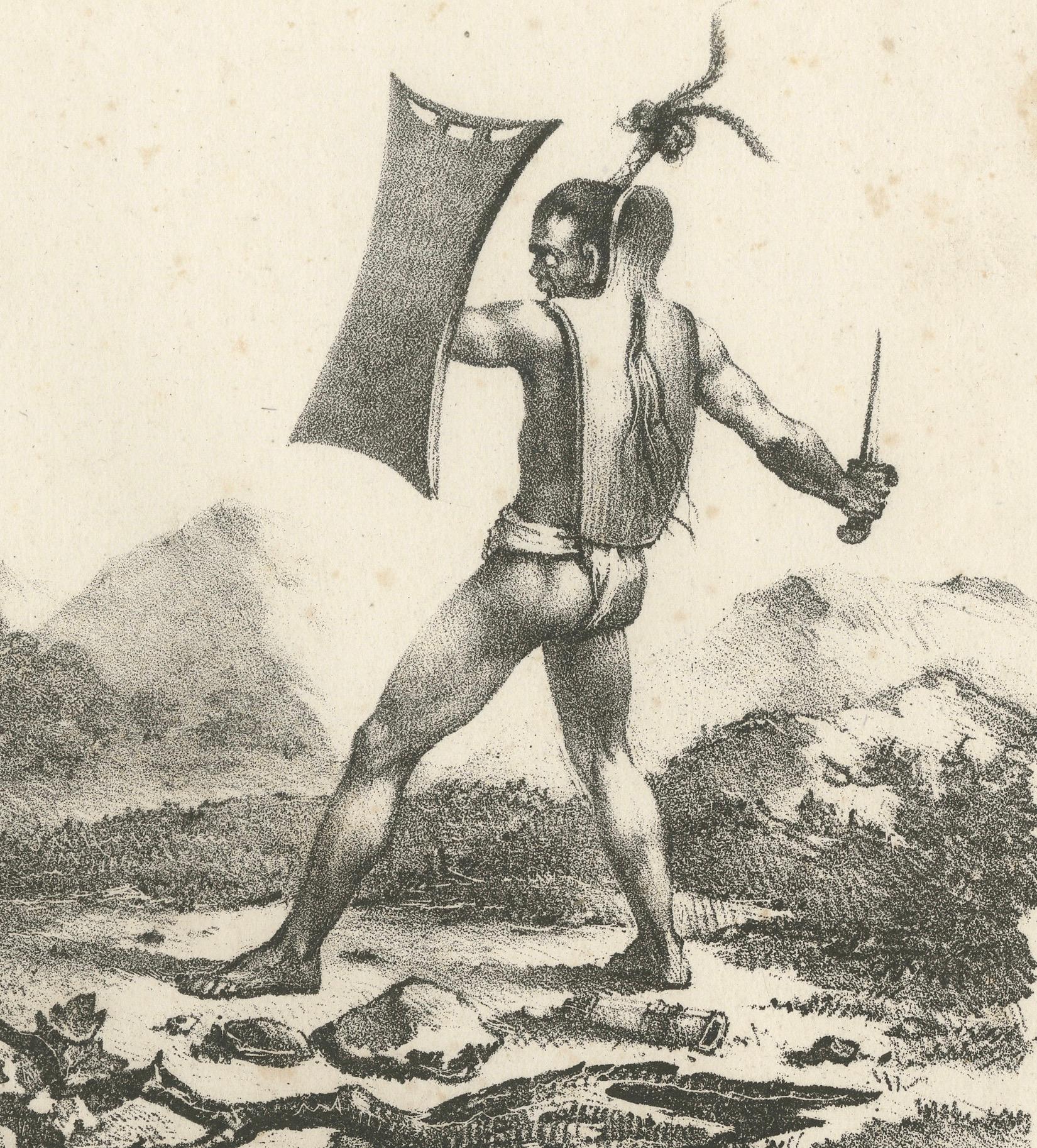 Battle in Owhyhee (Hawaii) - Combat of Two Anthropophages, Kupferstich aus dem Jahr 1785 im Zustand „Gut“ im Angebot in Langweer, NL