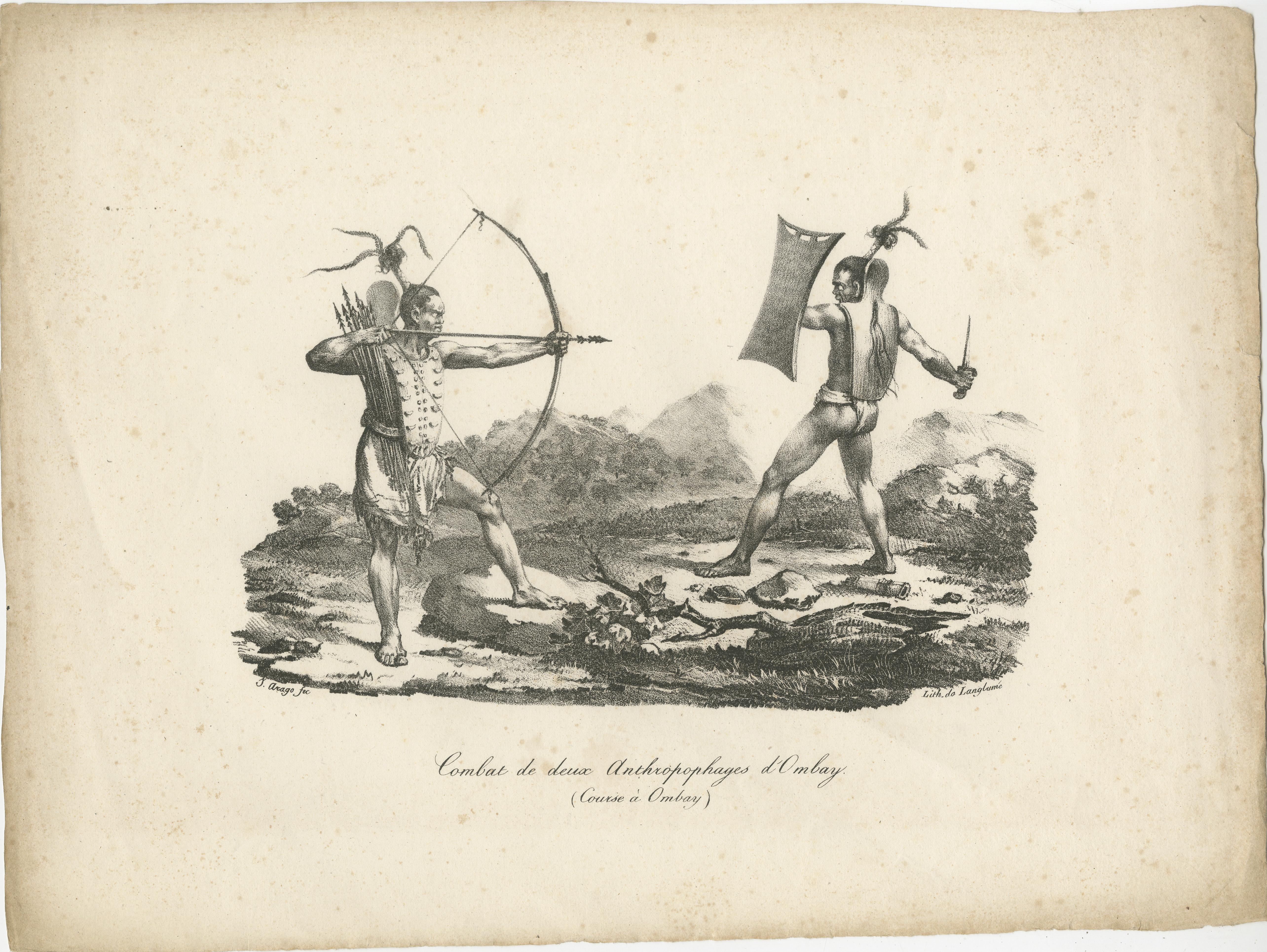 Battle in Owhyhee (Hawaii) - Combat of Two Anthropophages, Kupferstich aus dem Jahr 1785 im Angebot 2