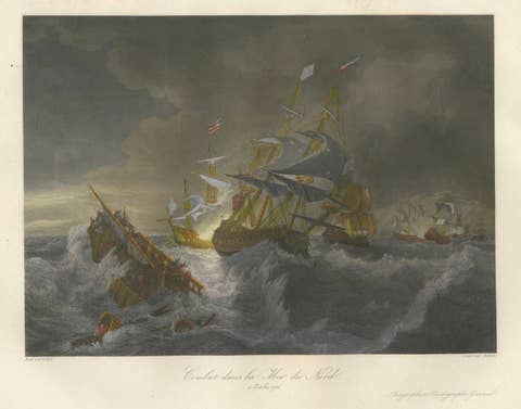 Battle in the North Sea at Calais after Théodore Gudin, c.1845