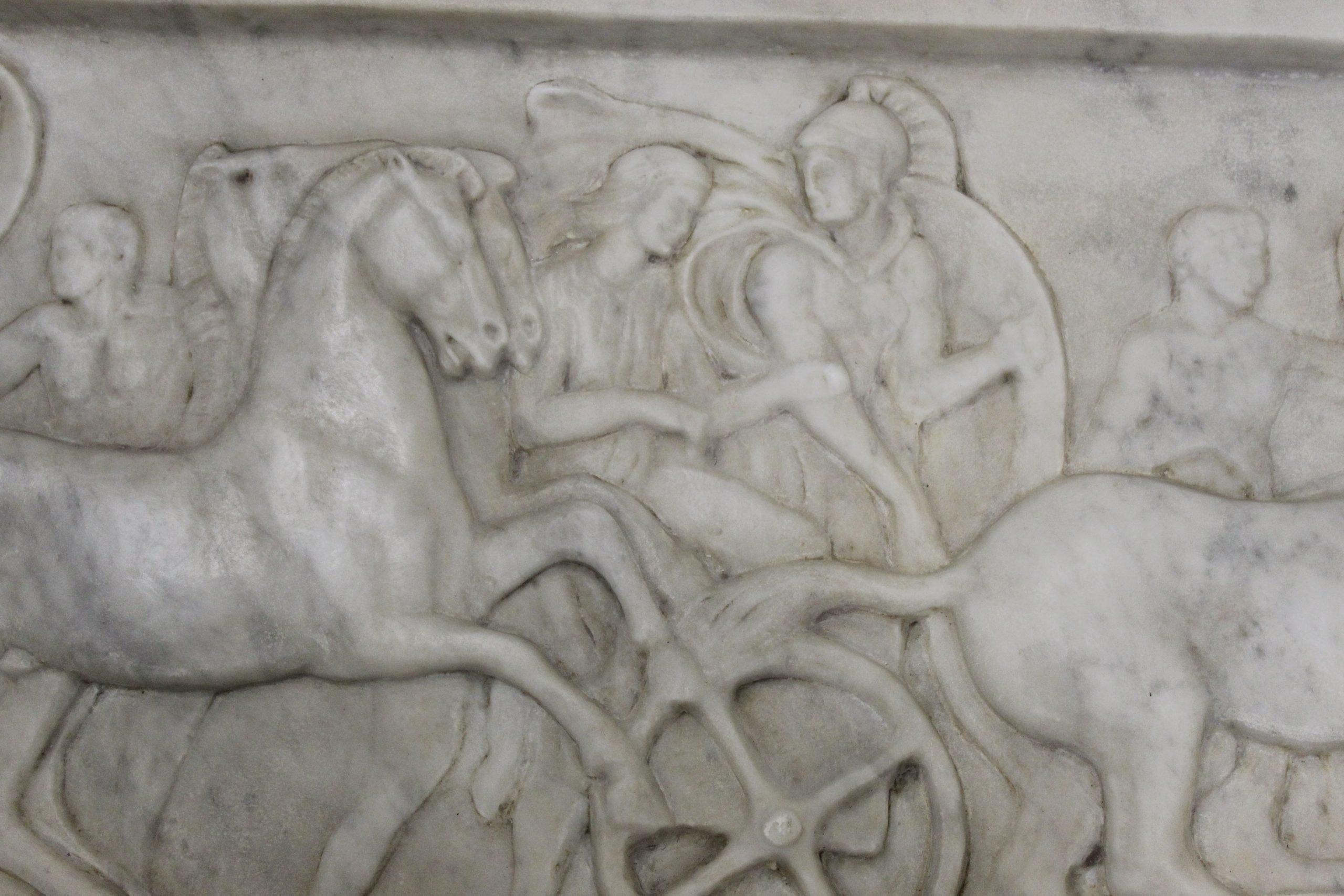 Battle marble relief, 126 cm, Battaglia in marmo, bassorilievo 126 cm, Bust in Carrara marble, sculpture in marble