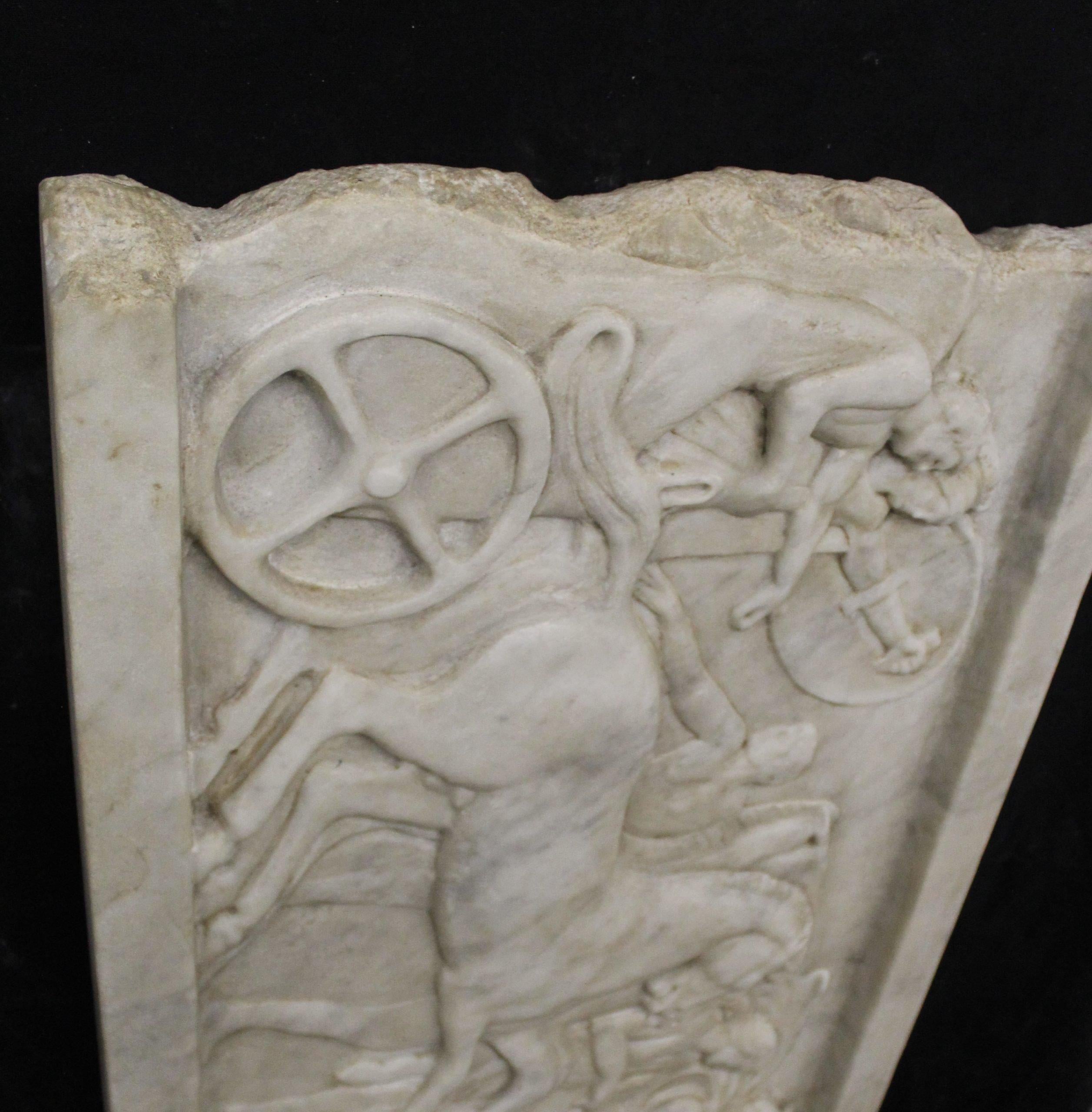 Unknown Battle marble relief, 126 cm, Bust in Carrara marble, sculpture in marble For Sale