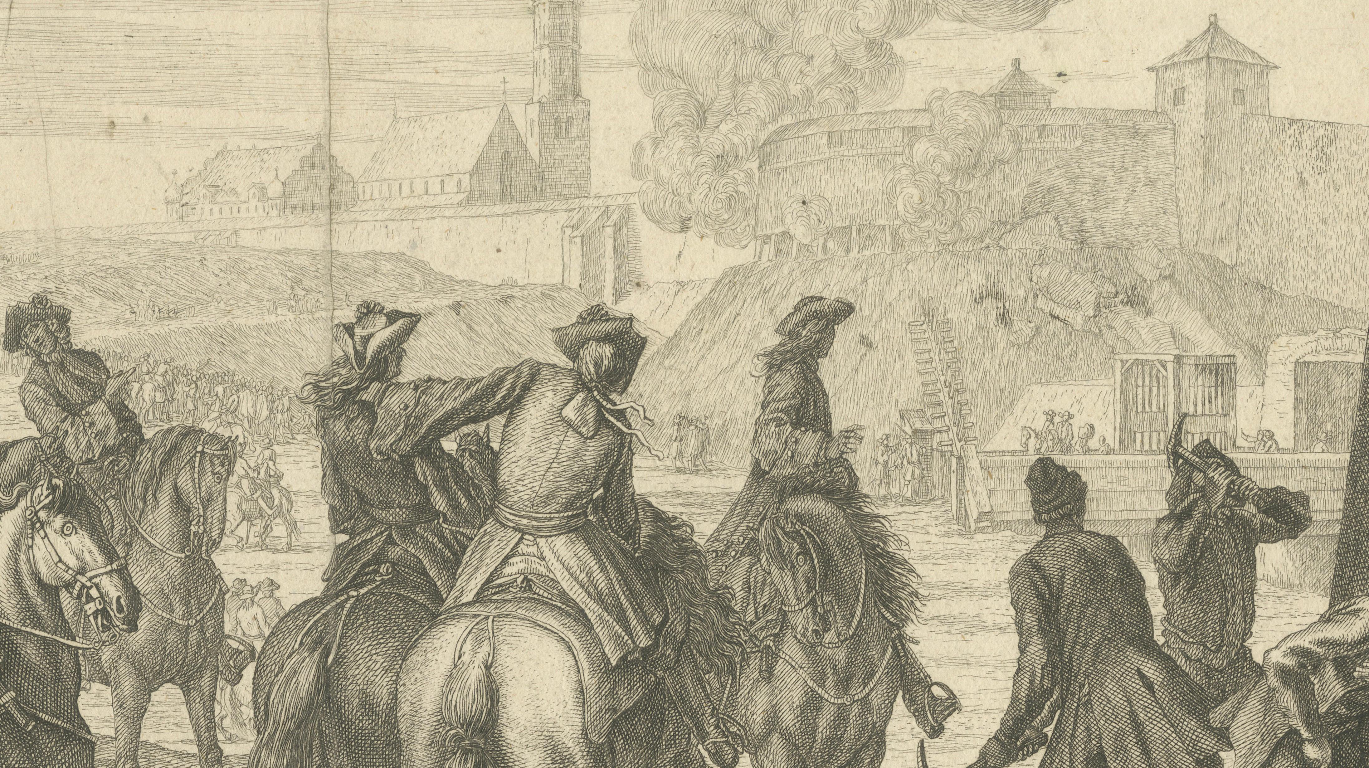 Battle of Augsburg 1703 – Bavarian Succession War, Rugendas Engraving