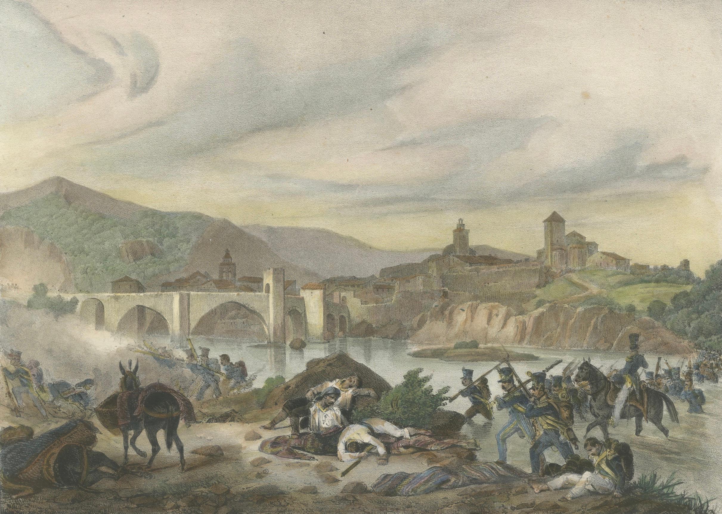 Battle of Besalú: French Troops in Action During the Napoleonic Wars, 1808 In Good Condition For Sale In Langweer, NL
