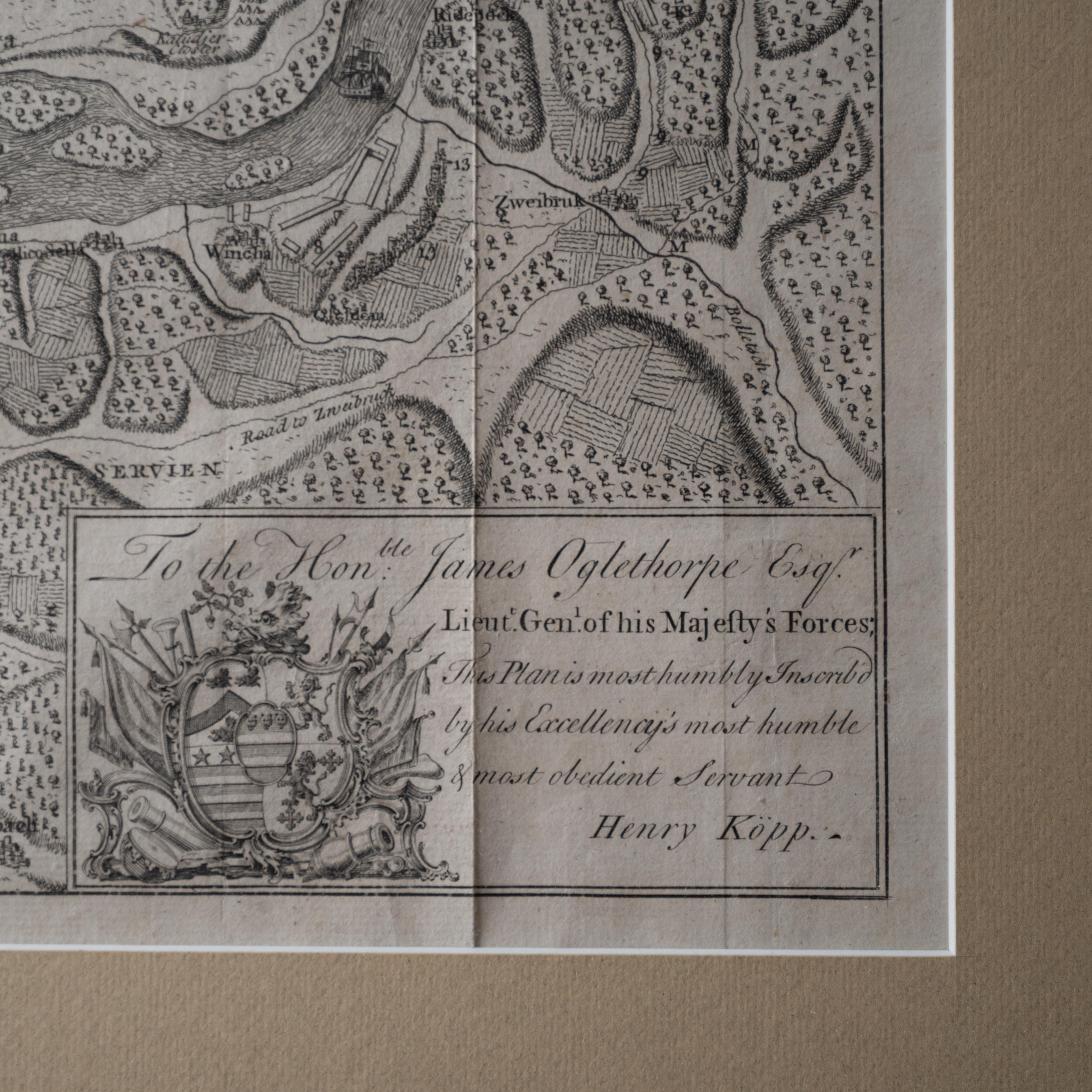 Battle of Grocka Campaign Map, 1753 - James Oglethorpe, John Lindsay, Henry Köpp For Sale 1