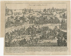 Battle of Kauwenstein Dijk, 1585: Siege of Antwerp Engraving with Latin Legend
