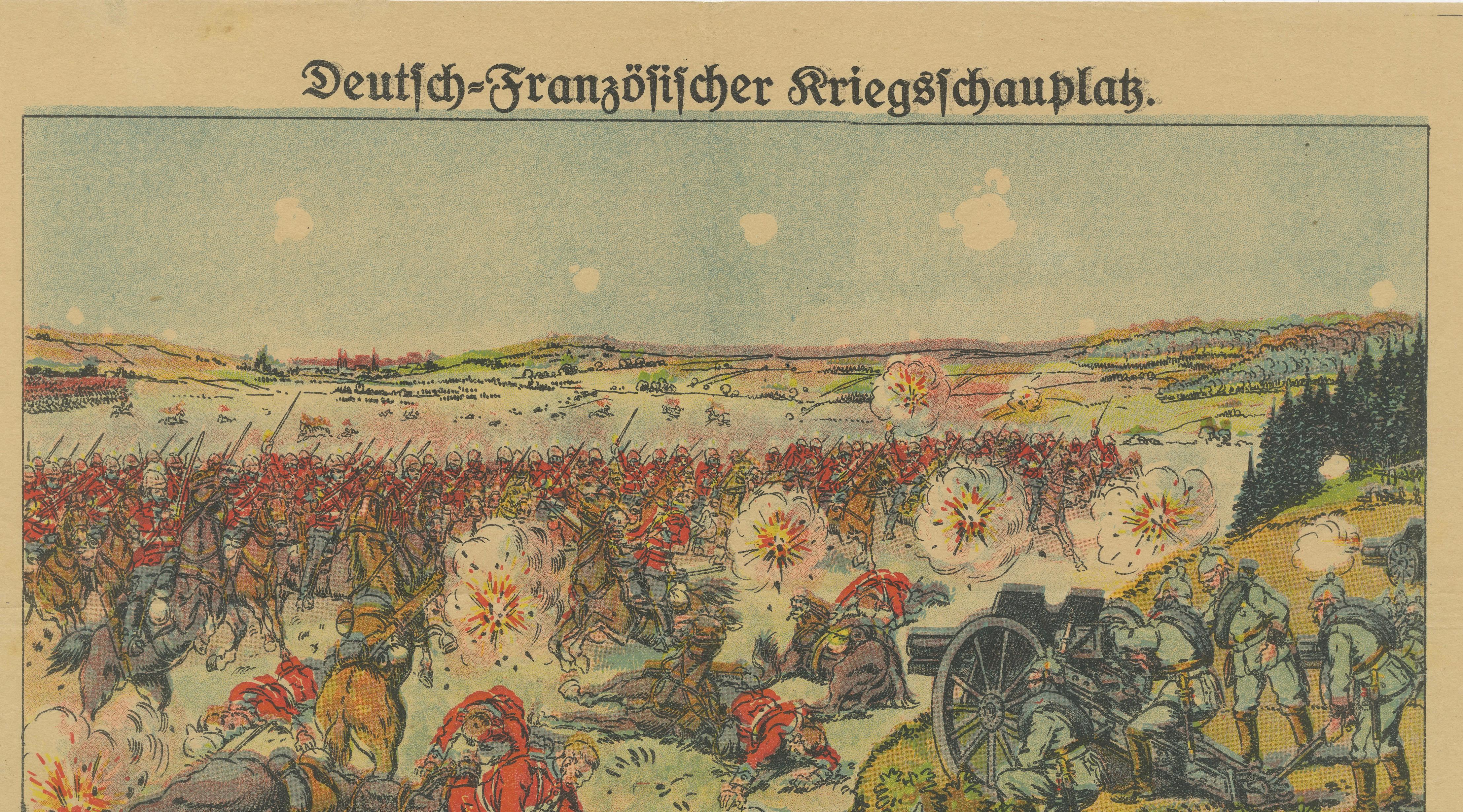 Battle of Maubeuge 1914 – WWI German Illustrated War Print, Color Lithograph