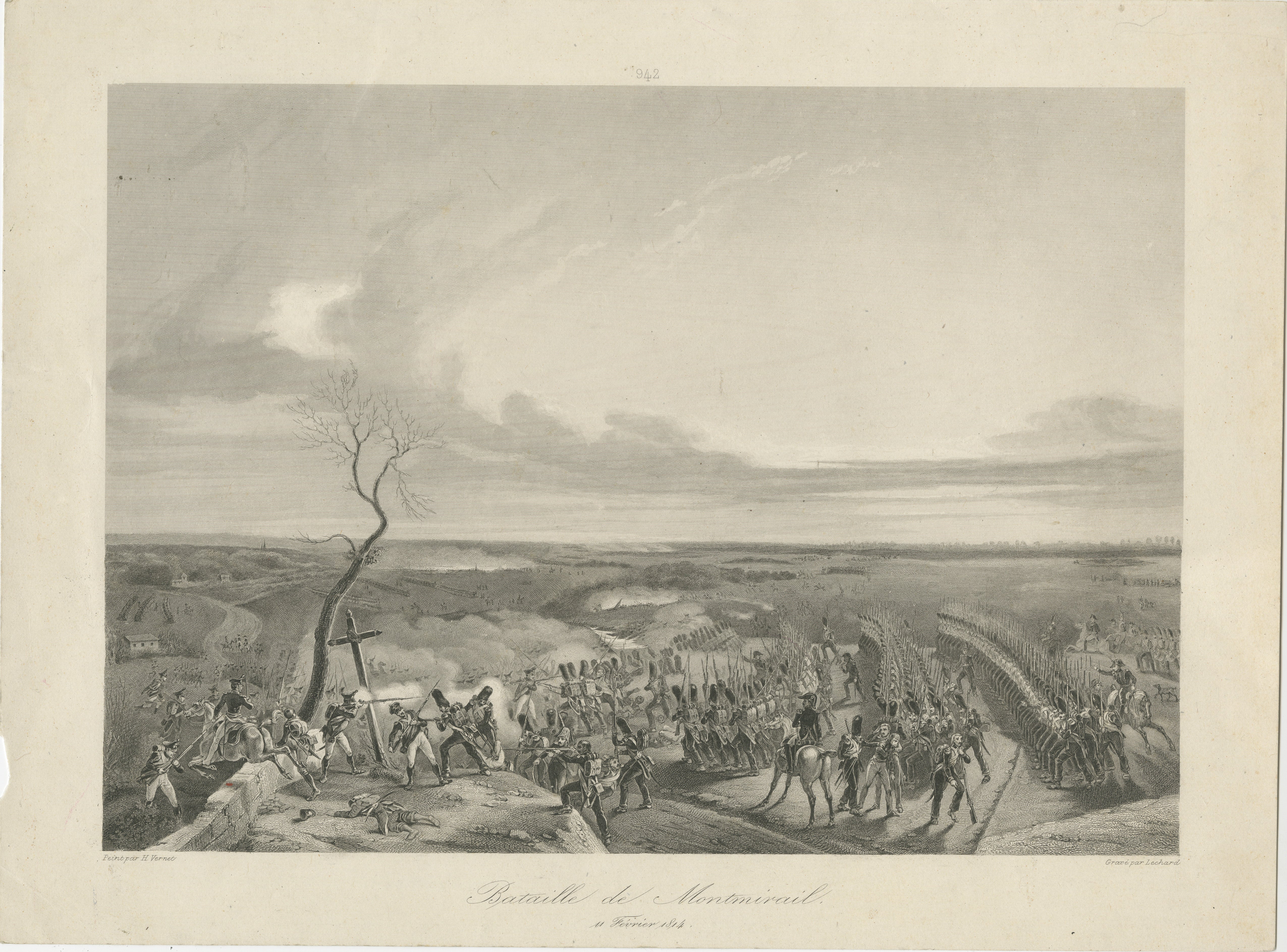 Battle of Montmirail, February 11, 1814 - Iconic Napoleonic War Engraving by Lechard

This impressive 19th-century engraving captures the dramatic Battle of Montmirail, fought on February 11, 1814, during Napoleon's Campaign of France. The