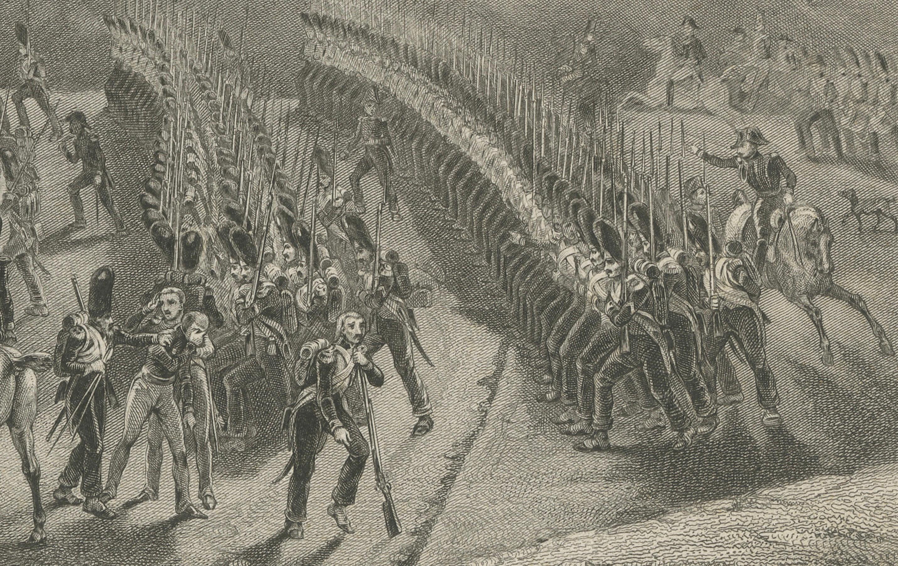 Mid-19th Century Battle of Montmirail, February 11, 1814 - Iconic Napoleonic War Engraving For Sale