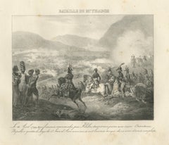 Battle of Mount Tabor, Napoleon Relieves Kleber, Antique Madou Lithograph, 1827