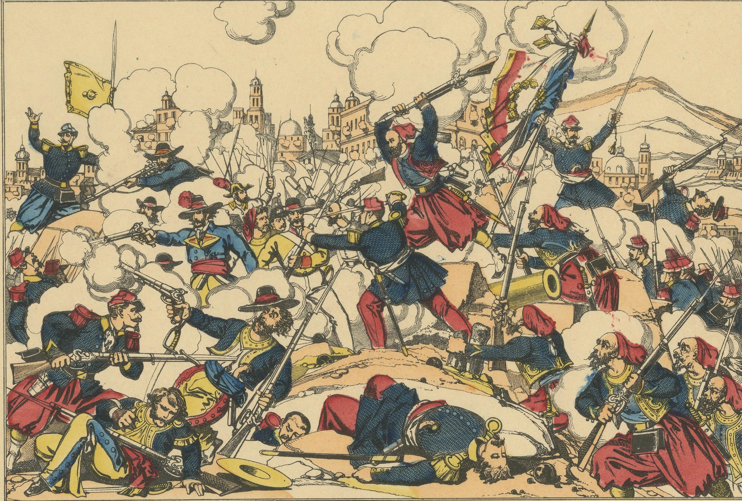Battle of Puebla, French Intervention in Mexico, Épinal Print, 1863