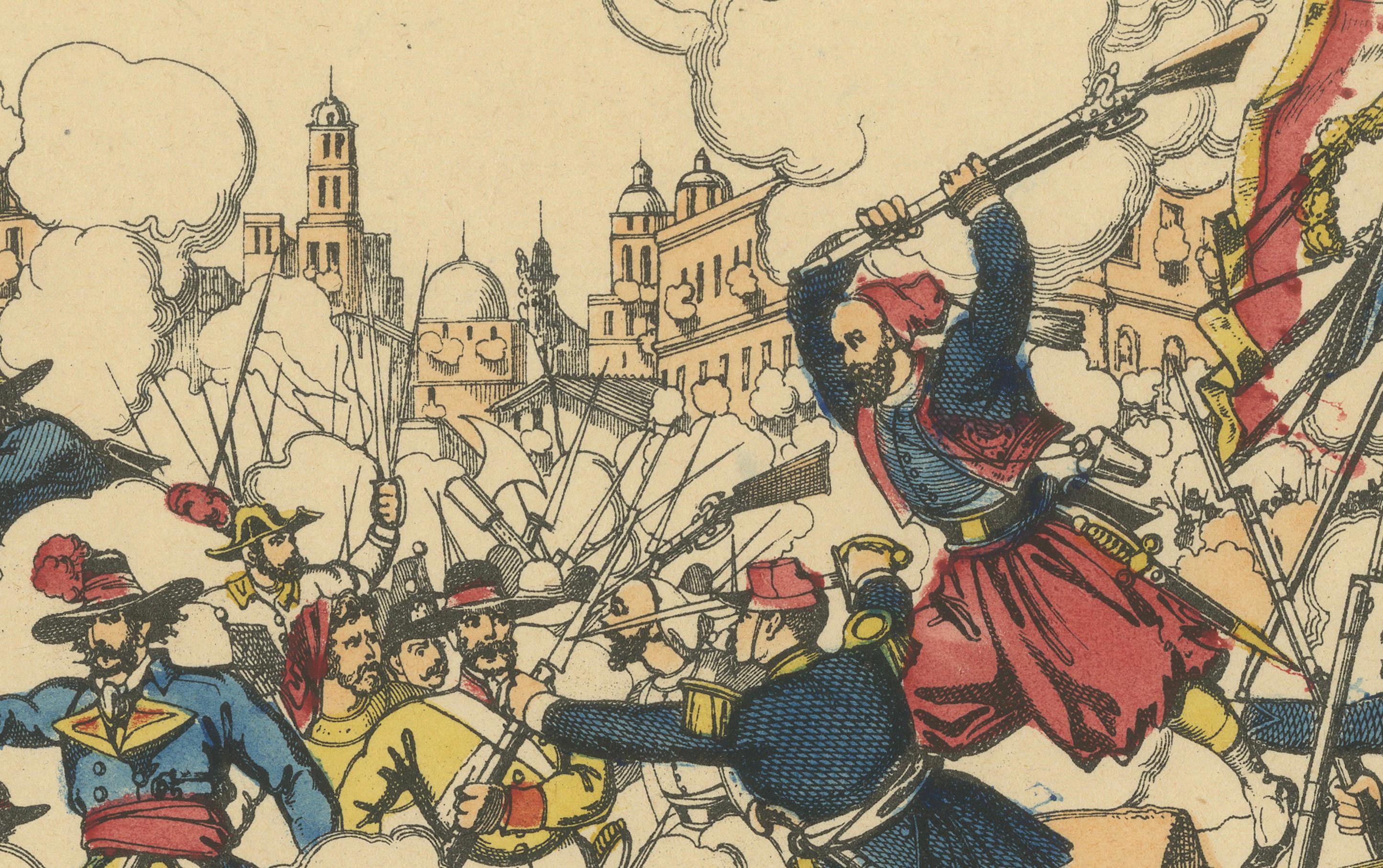 Battle of Puebla, French Intervention in Mexico, Épinal Print, 1863