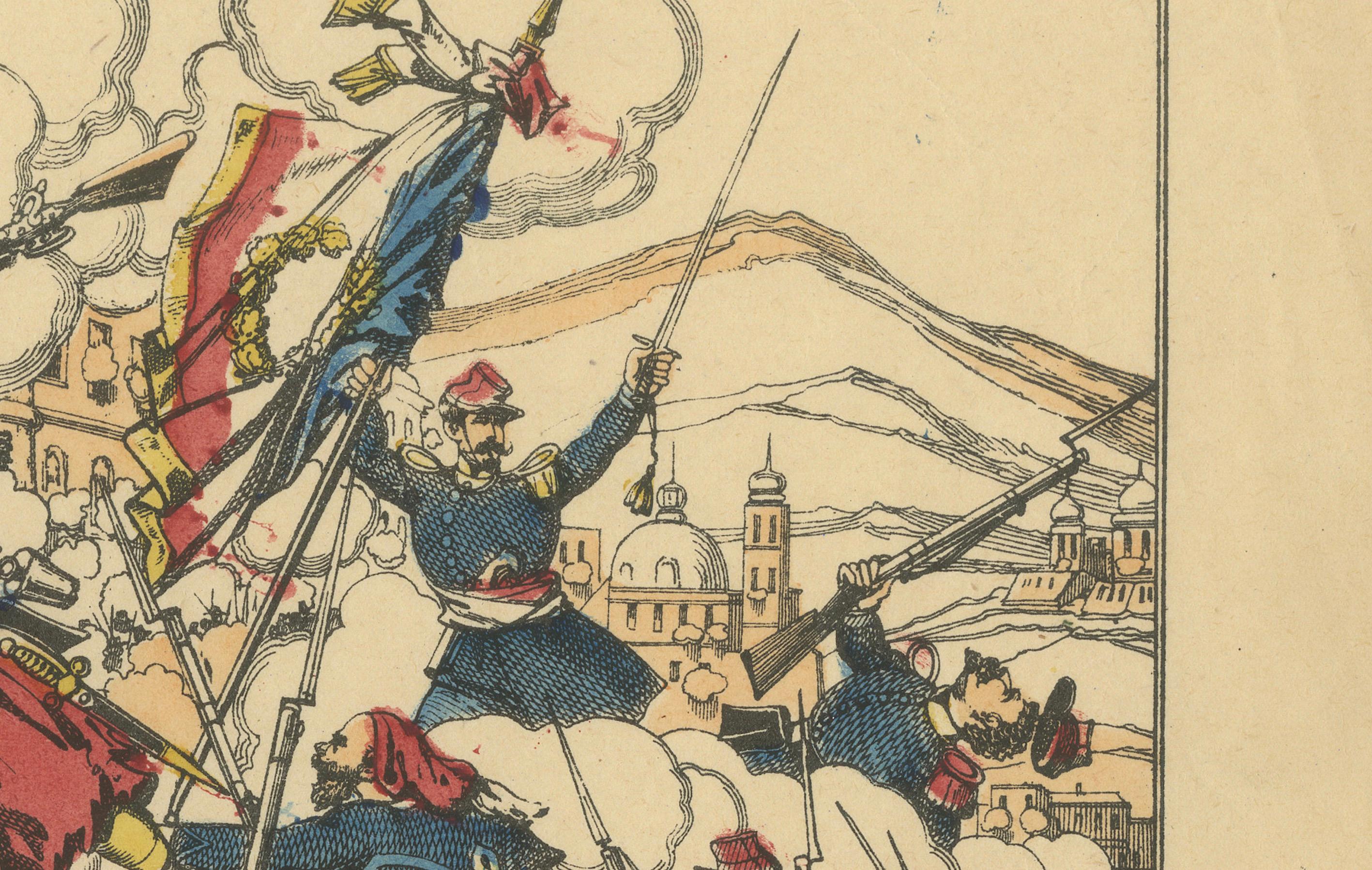 Battle of Puebla, French Intervention in Mexico, Épinal Print, 1863