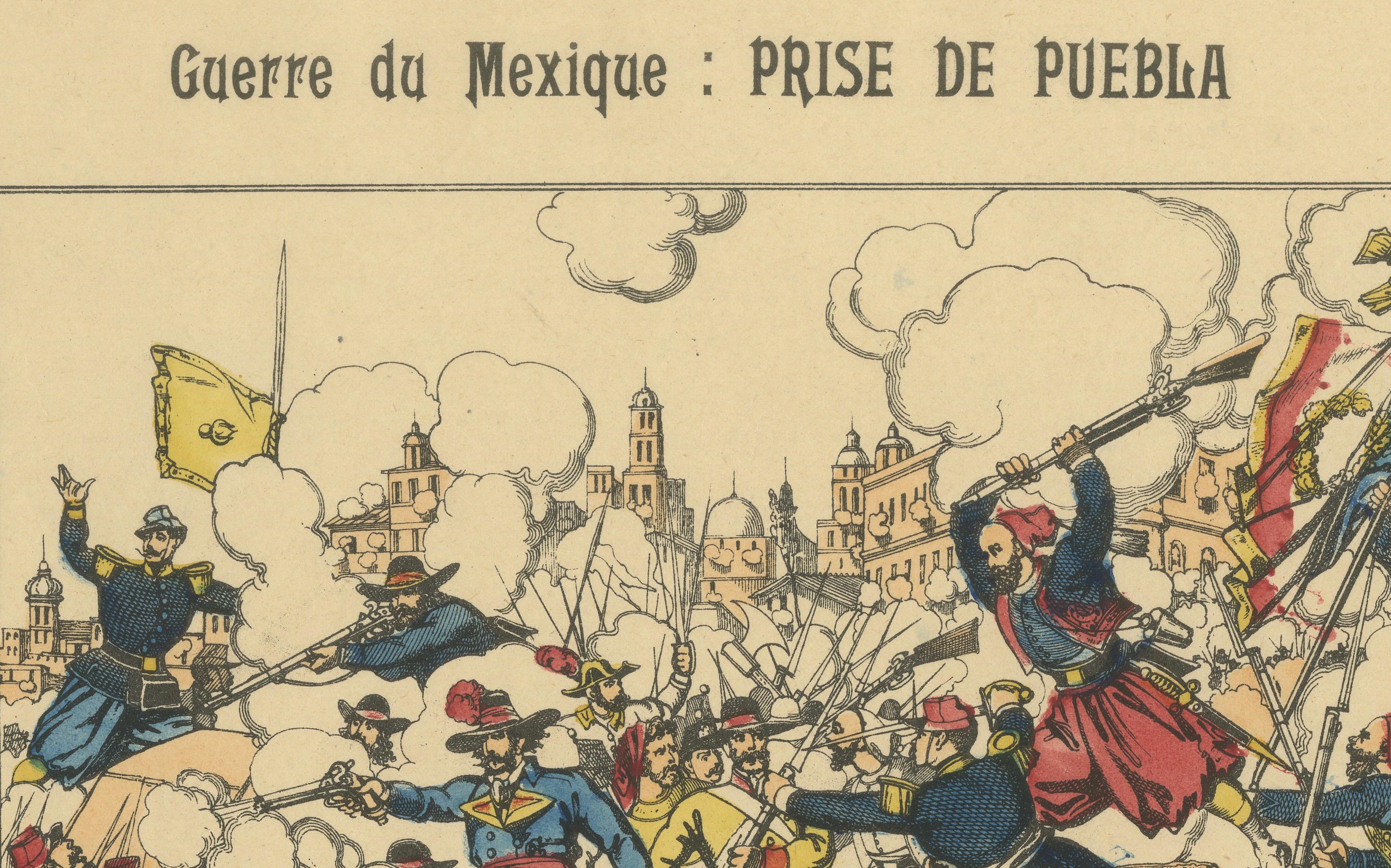 Battle of Puebla, French Intervention in Mexico, Épinal Print, 1863