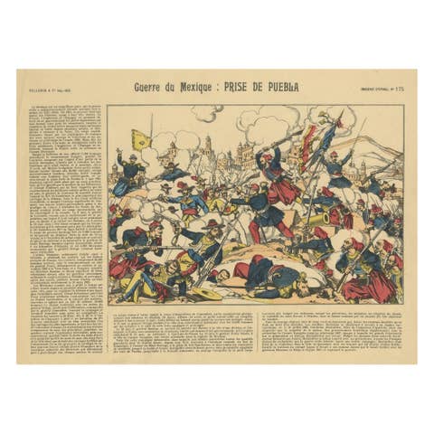Battle of Puebla, French Intervention in Mexico, Épinal Print, 1863