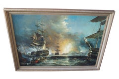 Battle of Quiberon Monumental British Maritime Nautical Naval Oil Painting