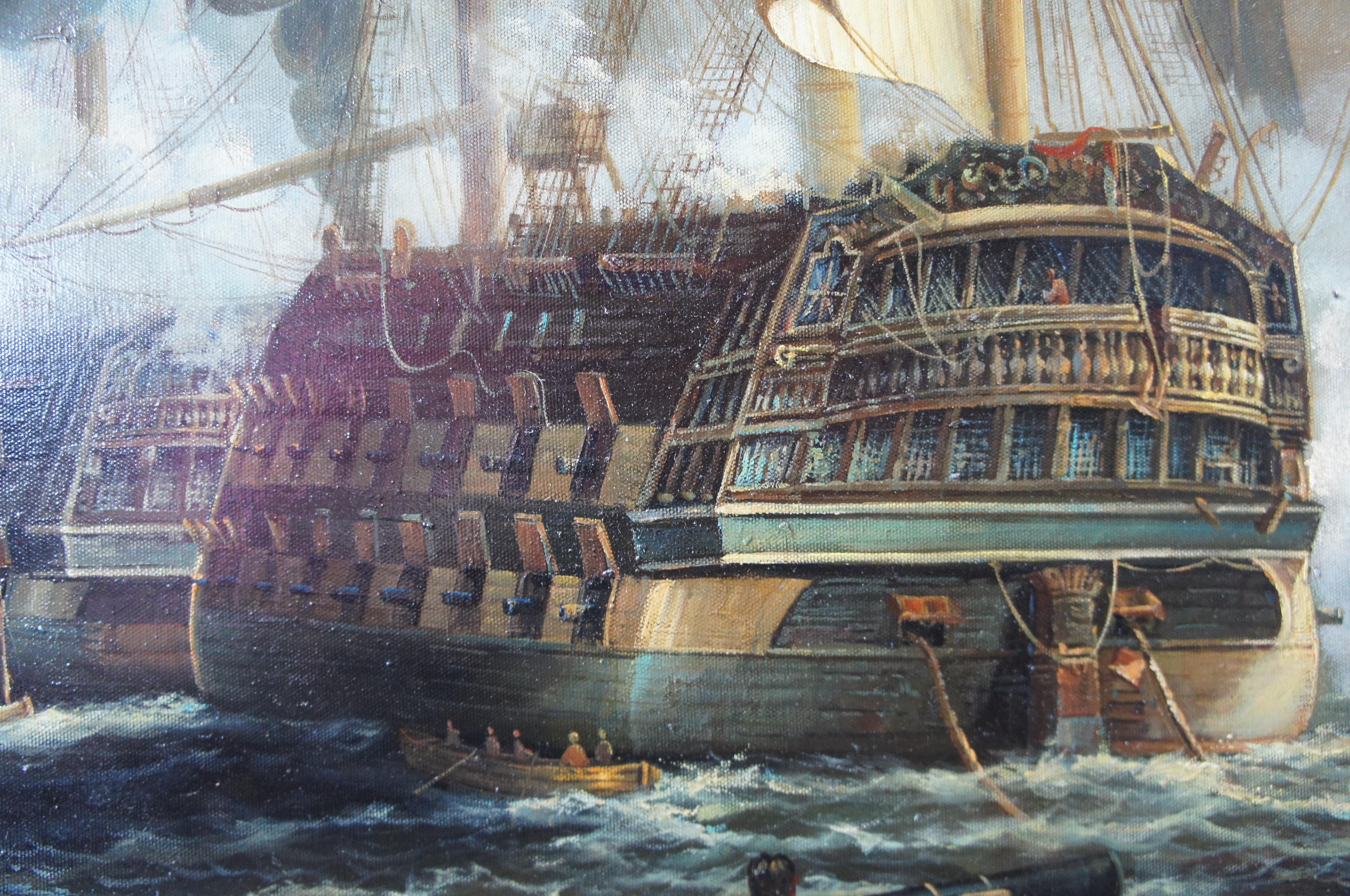 20th Century Battle of Quiberon Monumental British Maritime Nautical Naval Oil Painting