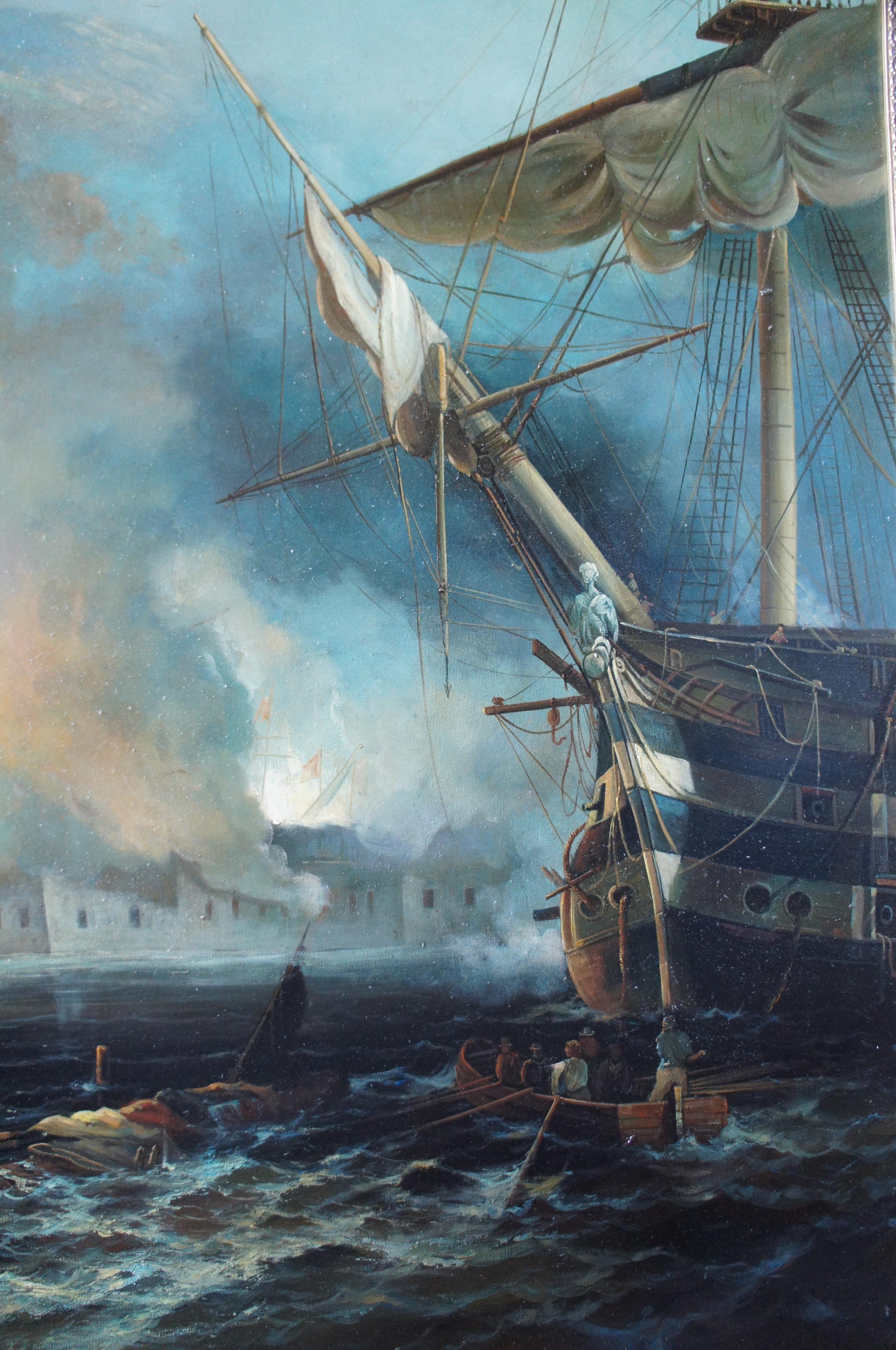 Battle of Quiberon Monumental British Maritime Nautical Naval Oil Painting 2