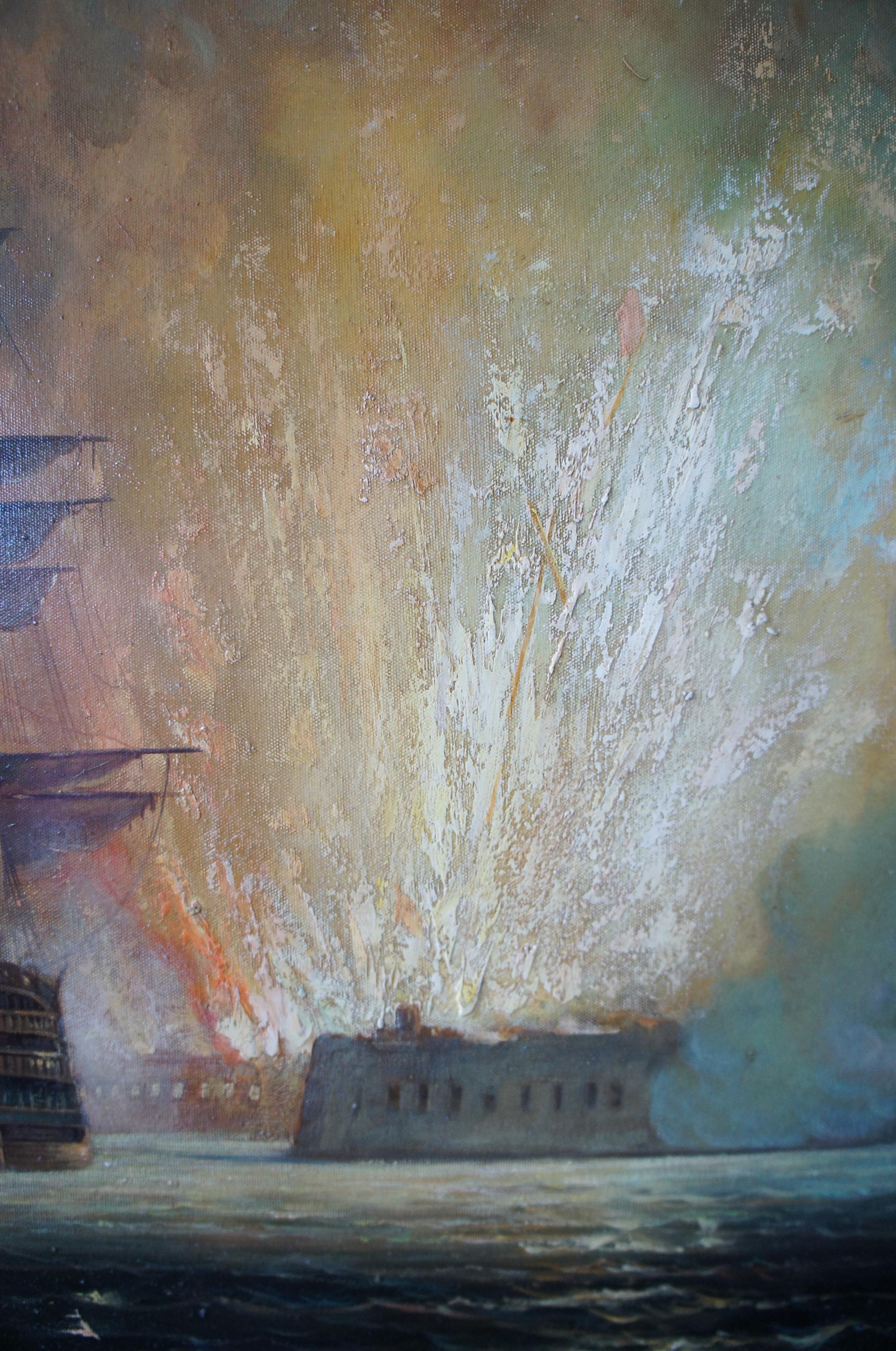 Battle of Quiberon Monumental British Maritime Nautical Naval Oil Painting 3