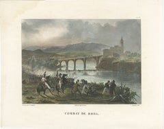 Battle of Roda: French Troops in Action - Napoleonic Wars Lithograph, circa 1830