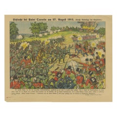 Battle of Saint-Quentin 1914 – WWI German Illustrated War Print, Lithograph