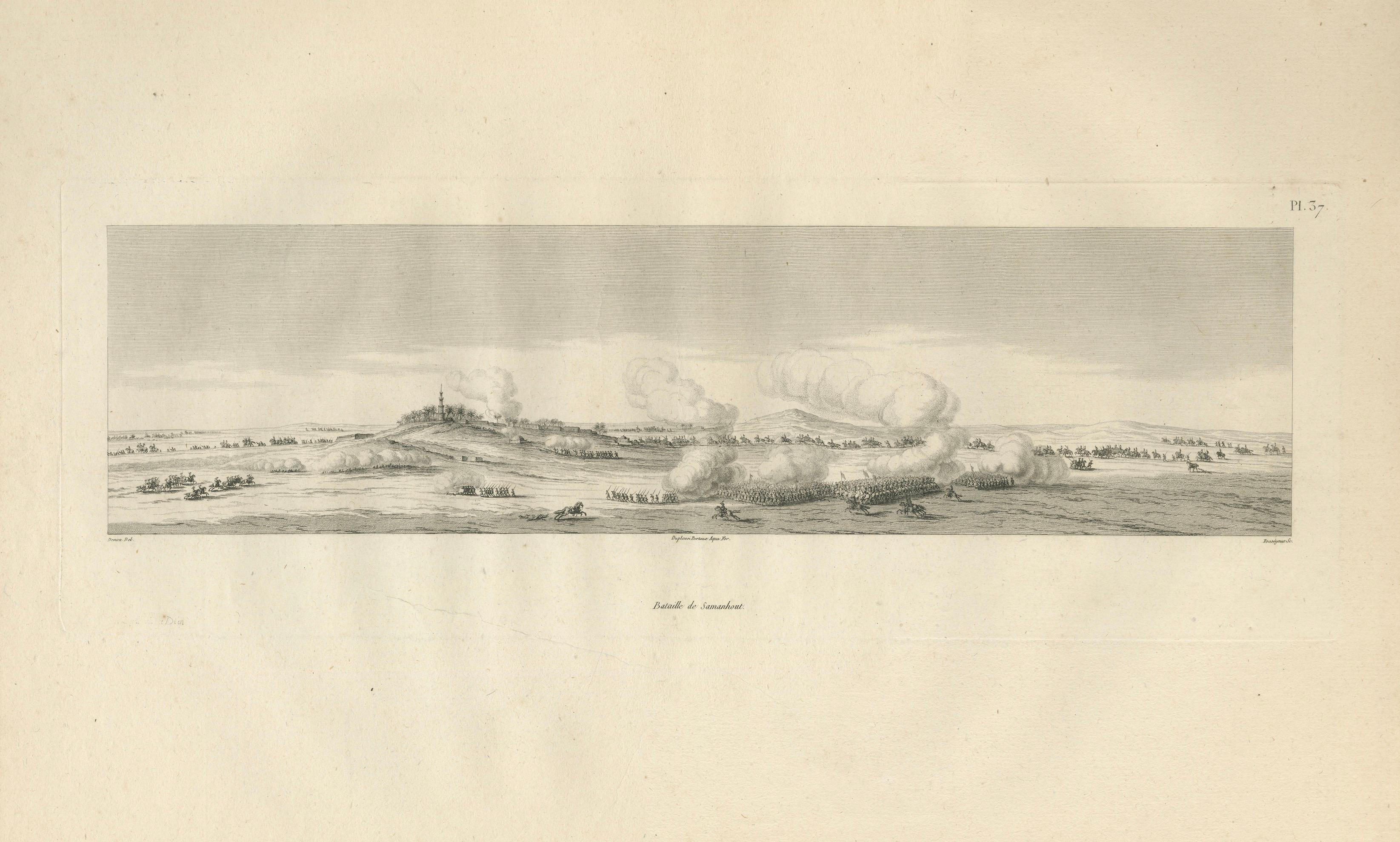 Battle of Samannoud, Denon in Egypt, Napoleon Egypt Campaign Engraving, 1802