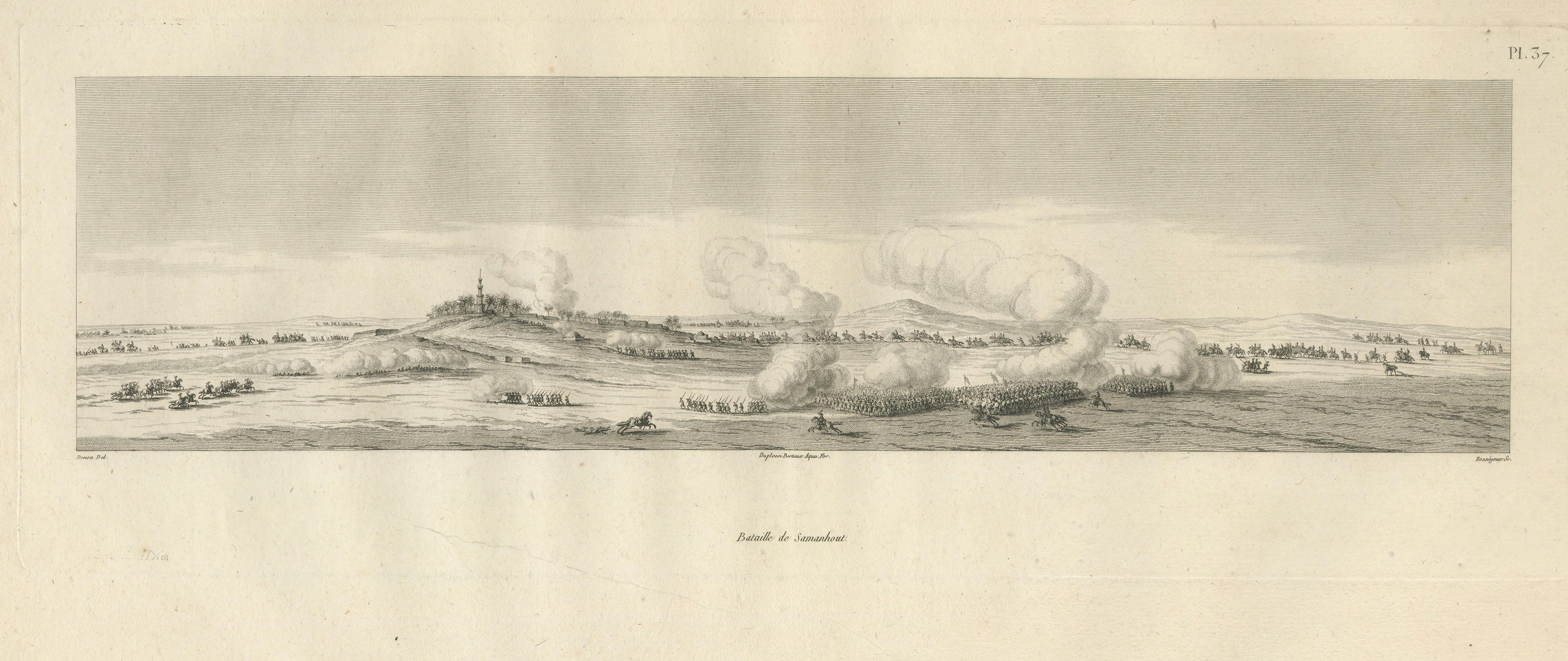 Battle of Samannoud, Denon in Egypt, Napoleon Egypt Campaign Engraving, 1802