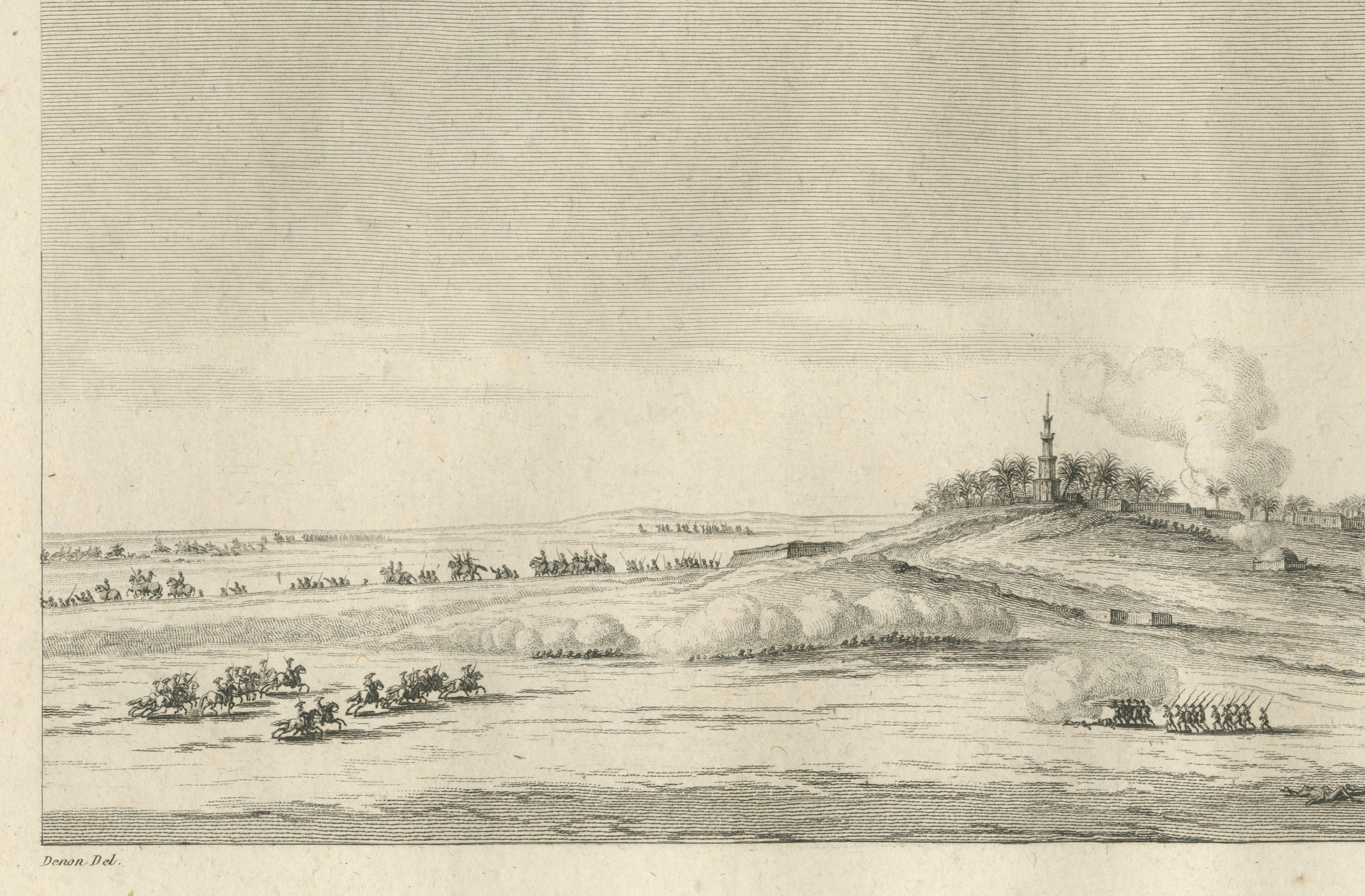Battle of Samannoud, Denon in Egypt, Napoleon Egypt Campaign Engraving, 1802