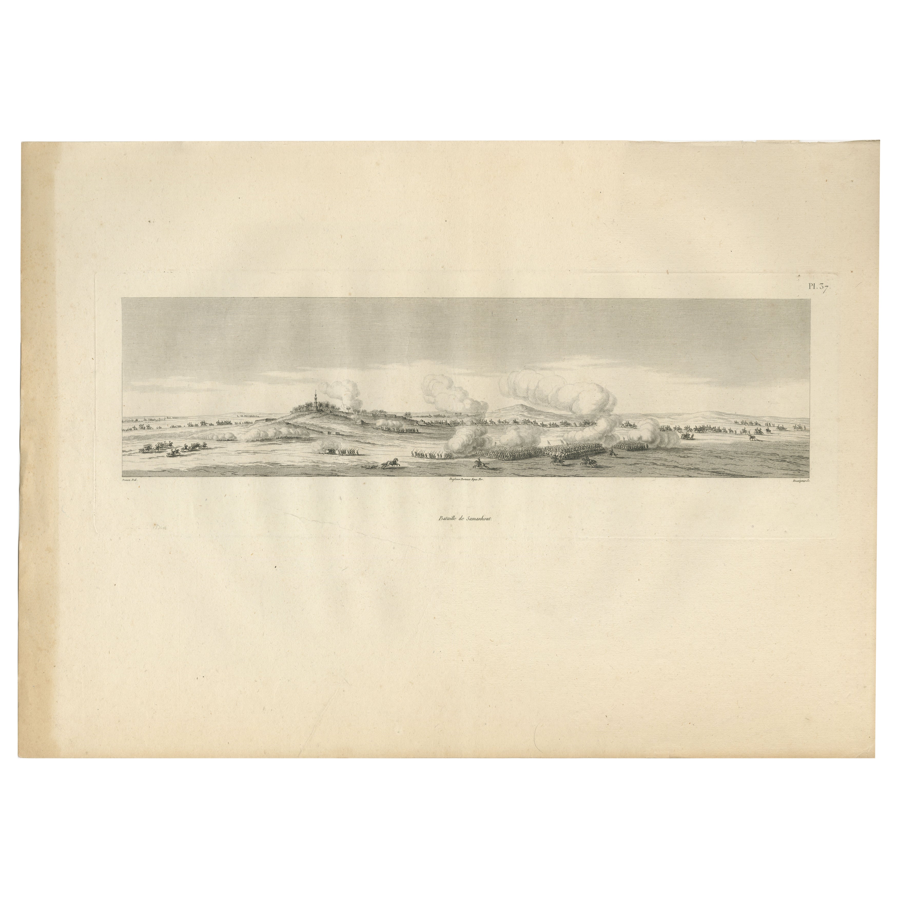 Schlacht von Samannoud, Denon in Ägypten, Kupferstich aus dem Ägyptenfeldzug Napoleons, 1802 im Angebot