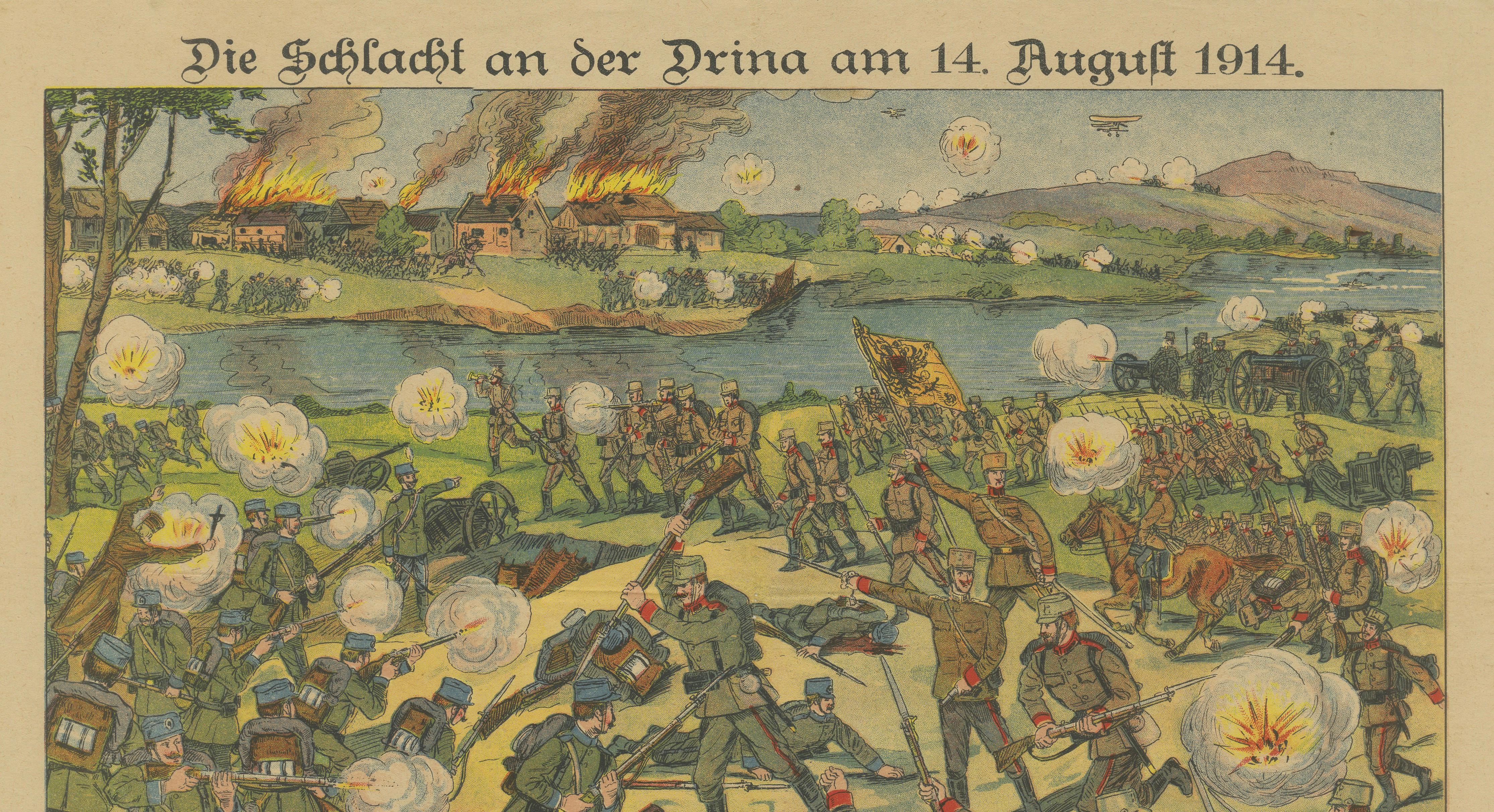 Battle of the Drina, 14 August 1914 – Austro-Serbian Front, WWI Color Print