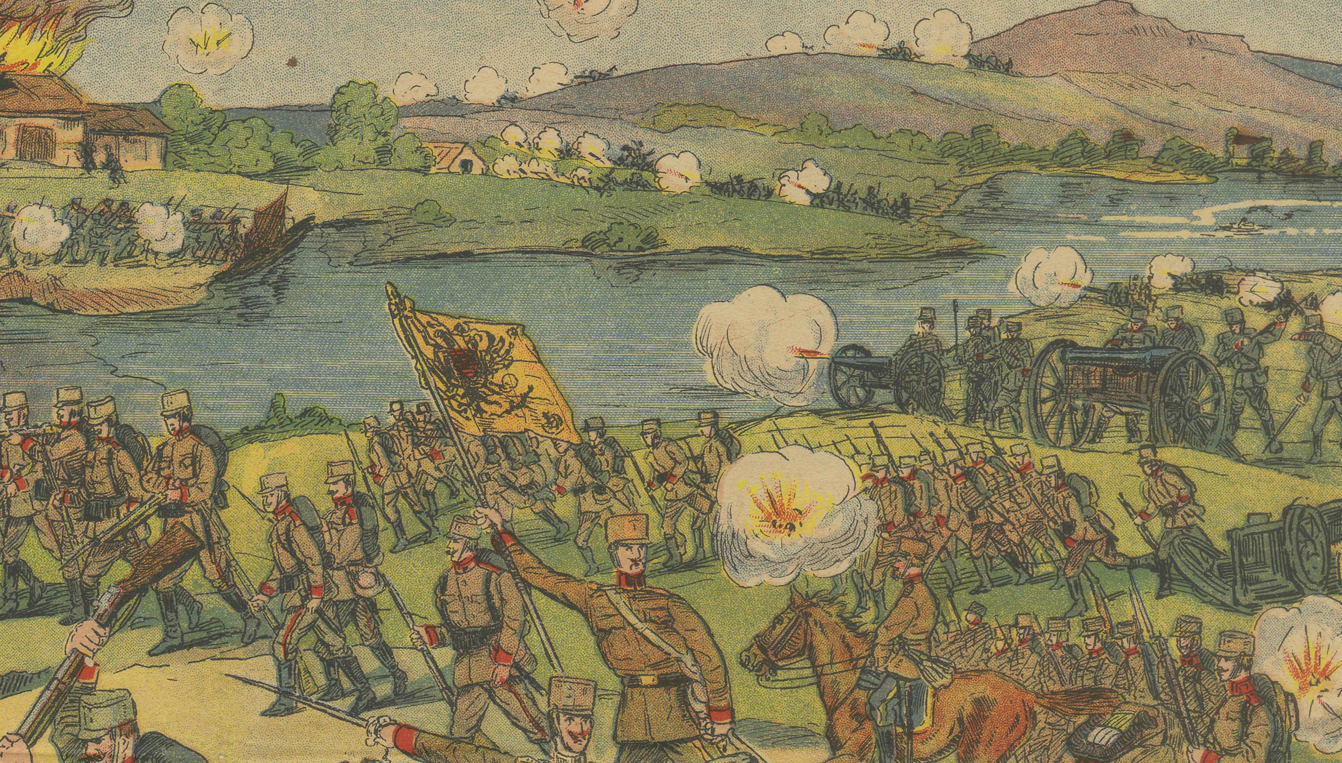 Battle of the Drina, 14 August 1914 – Austro-Serbian Front, WWI Color Print
