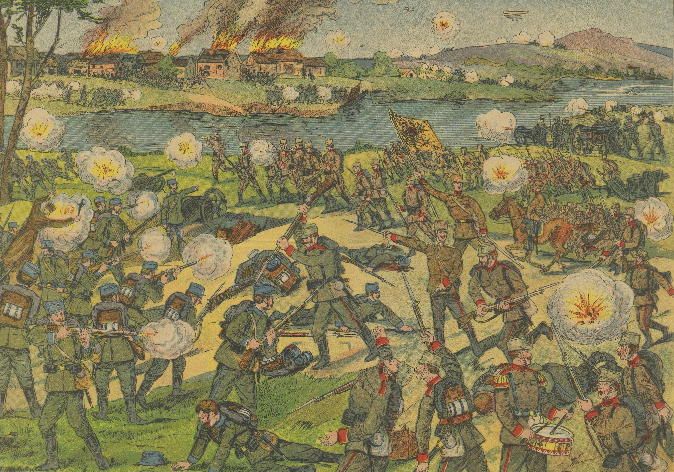 Battle of the Drina, 14 August 1914 – Austro-Serbian Front, WWI Color Print