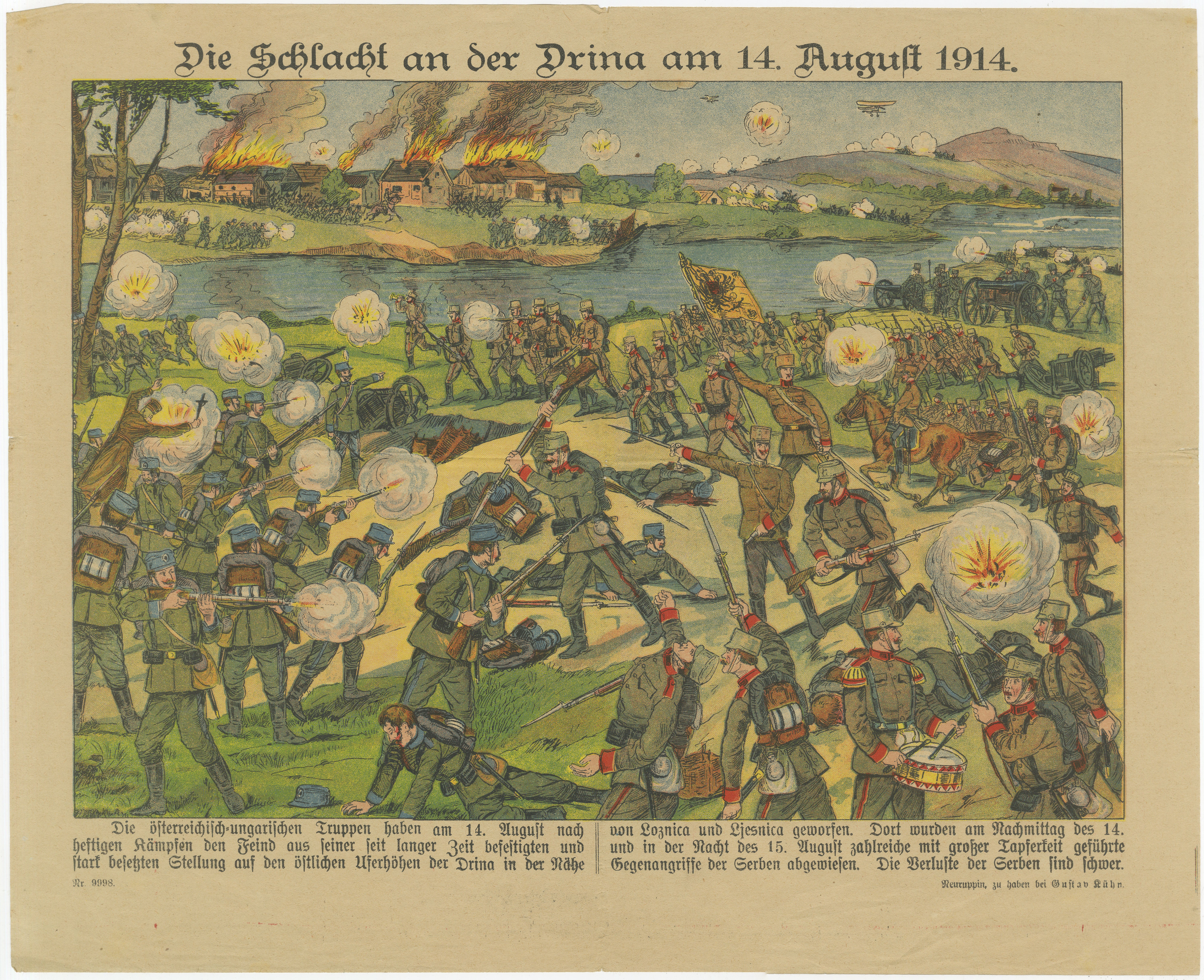 Battle of the Drina, 14 August 1914 – Austro-Serbian Front, WWI Color Print